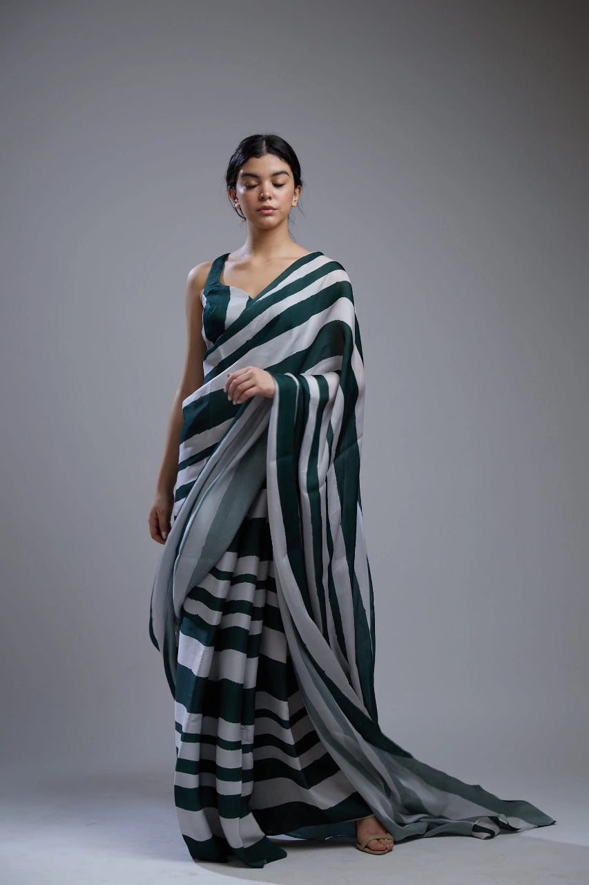 Soft Colors Designs of Japan Satin Saree With Satin Printed Blouse Piece