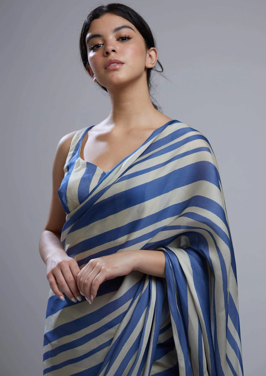 Soft Colors Designs of Japan Satin Saree With Satin Printed Blouse Piece