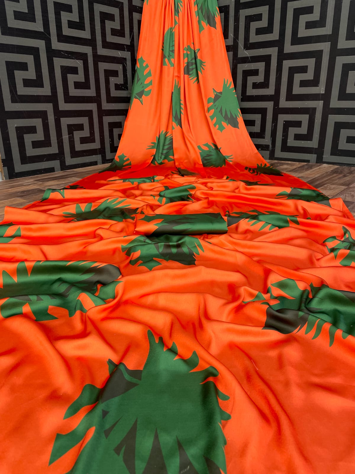 Special Sunset Colored Orange Satin Saree With Unstitched Blouse