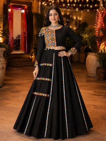 Fancy Design Gamthi and Real Mirror Work Chaniya Choli