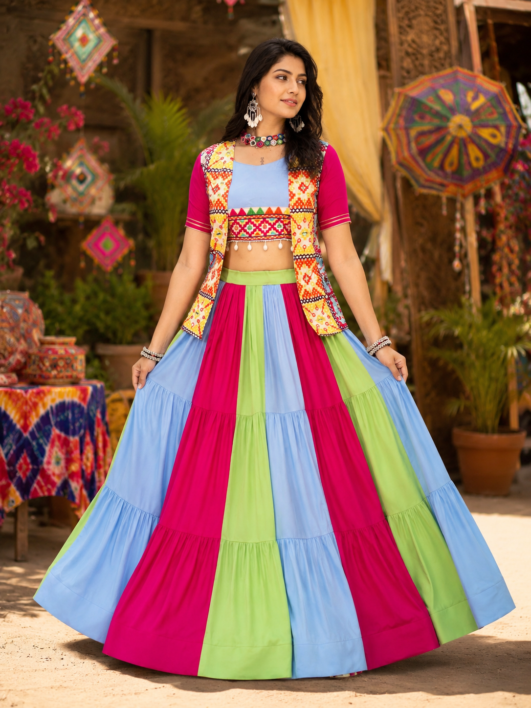 Designer Ready To Wear Navratri Lehenga Jacket Set - Lehenga Choli