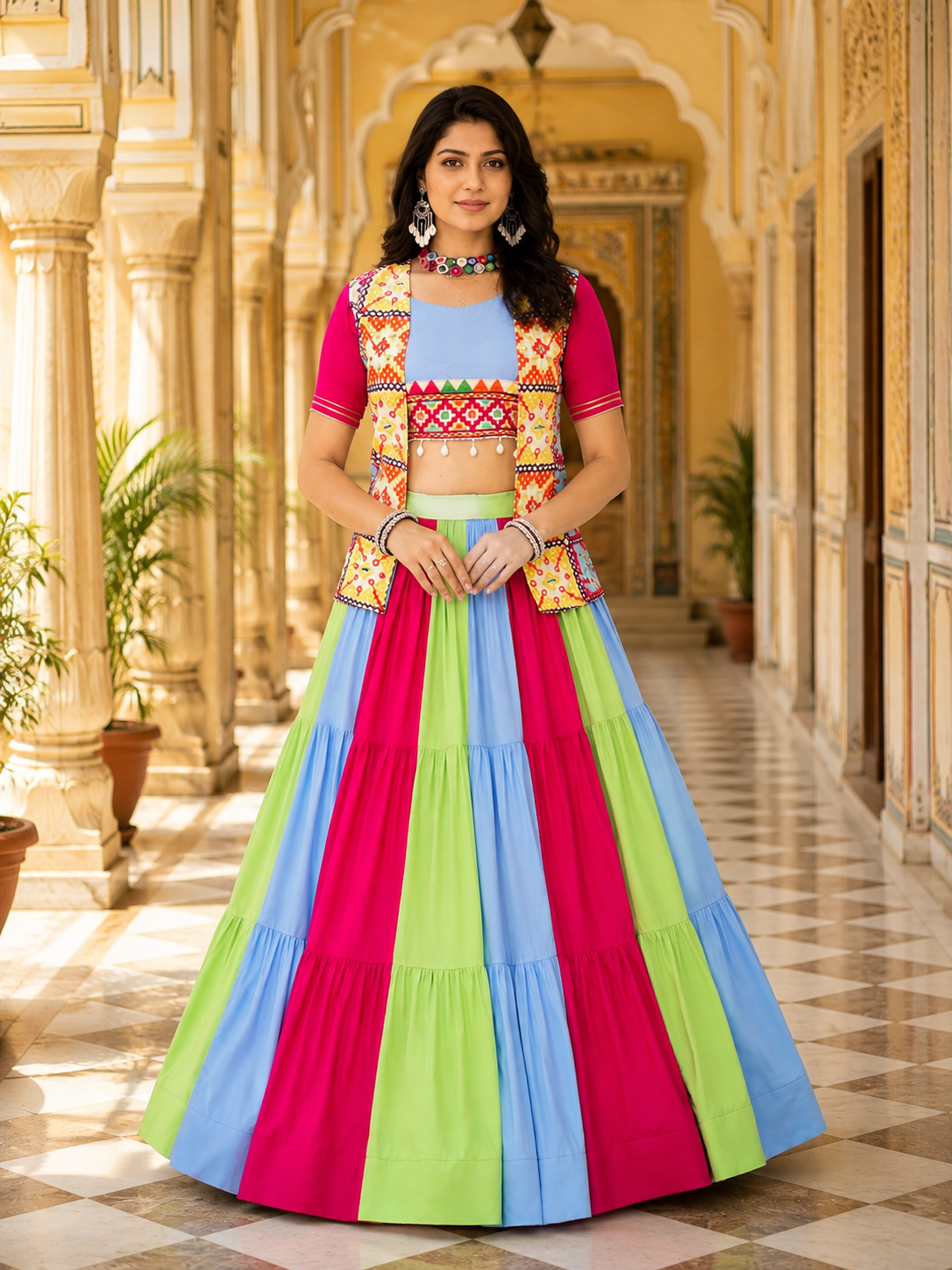 Designer Ready To Wear Navratri Lehenga Jacket Set