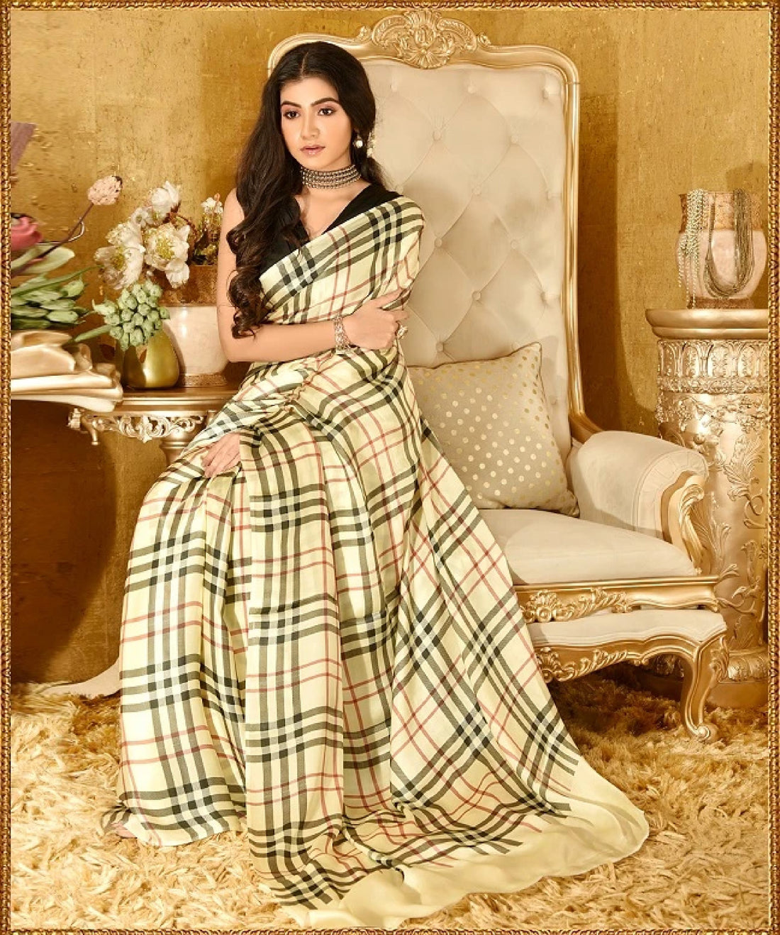 Pure Japan Satin Sarees With Plain Unstitched Blouse