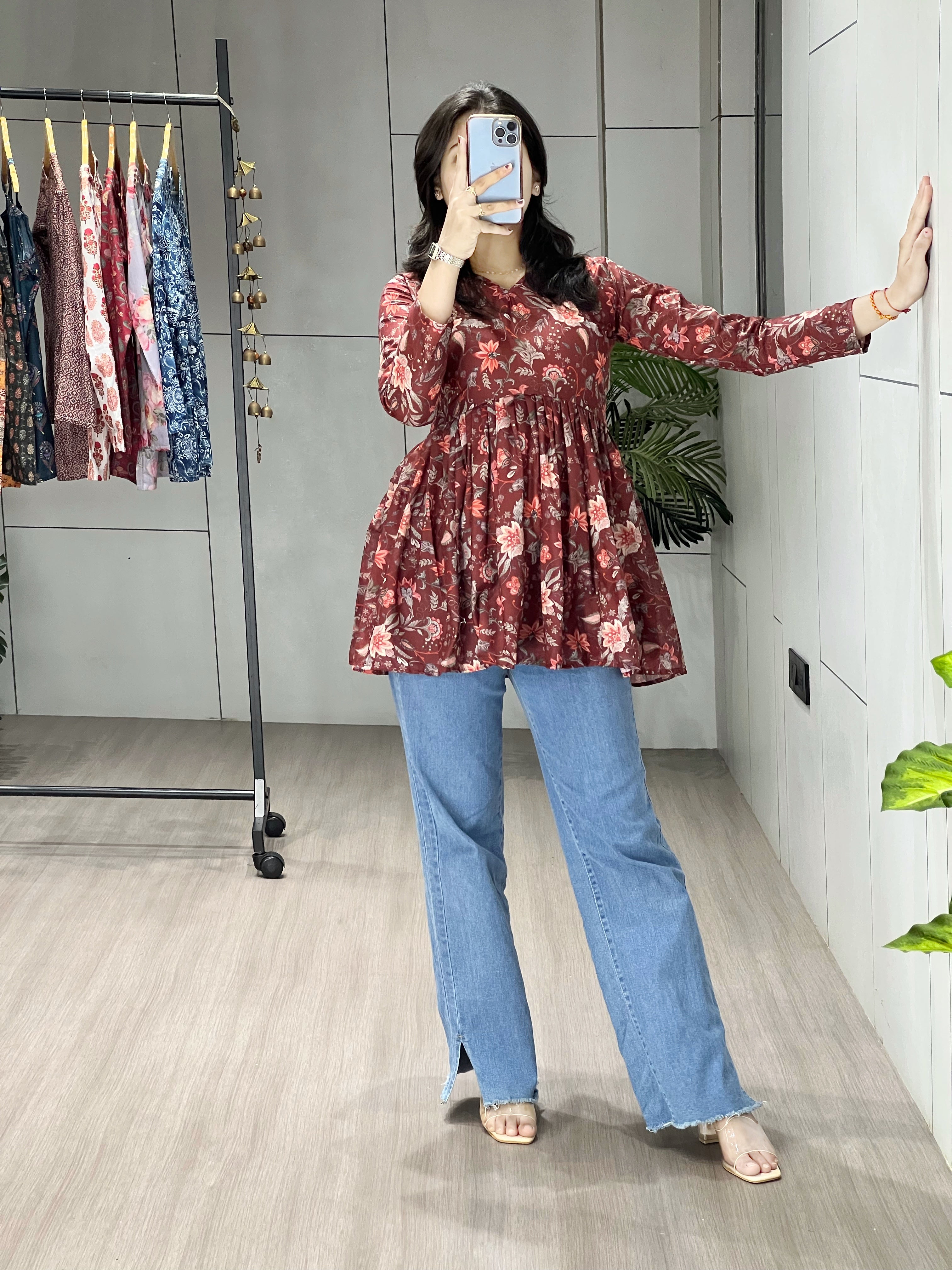 Trendy Floral Short Kurtis Aliya Designe