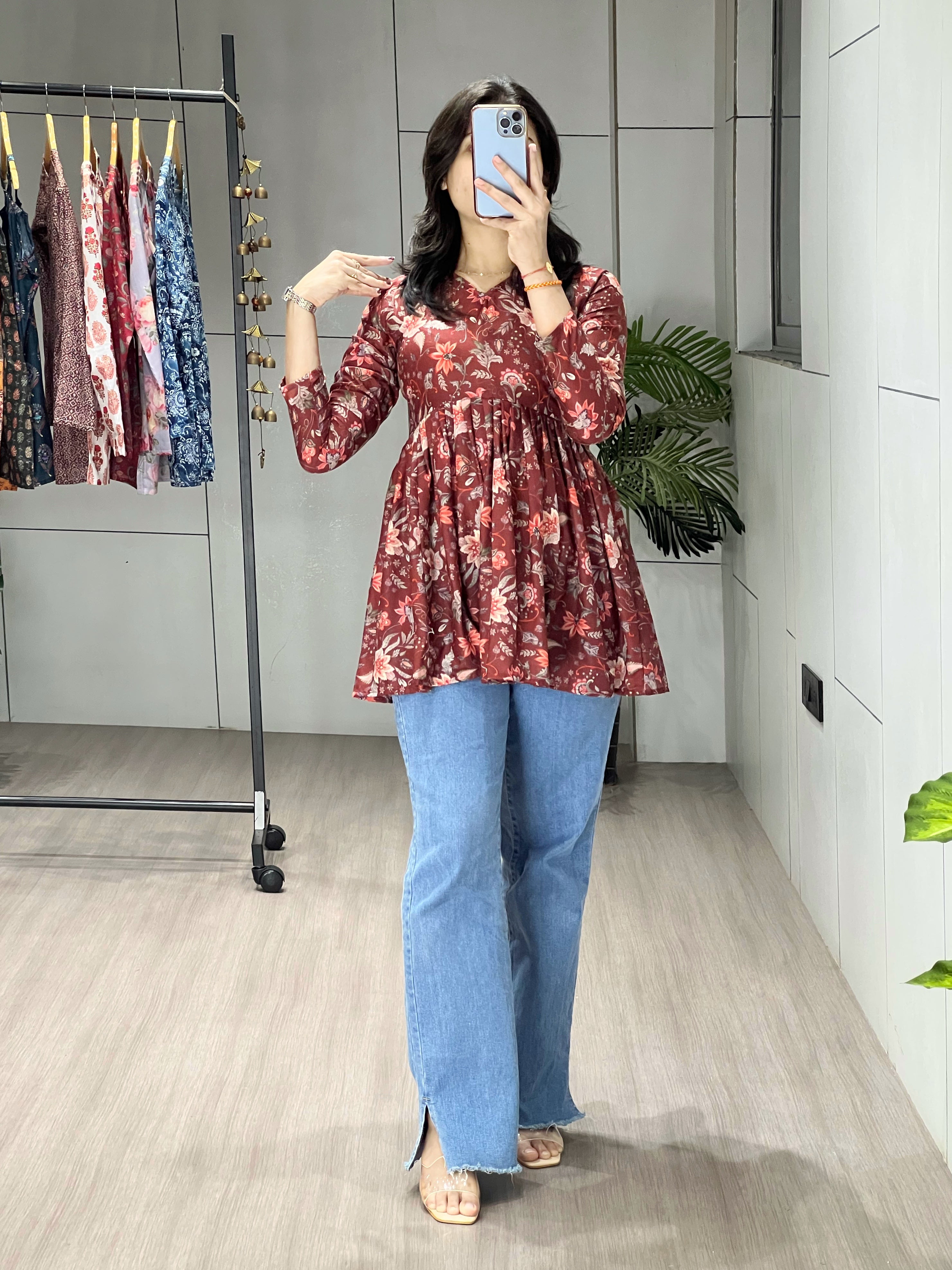 Trendy Floral Short Kurtis Aliya Designe