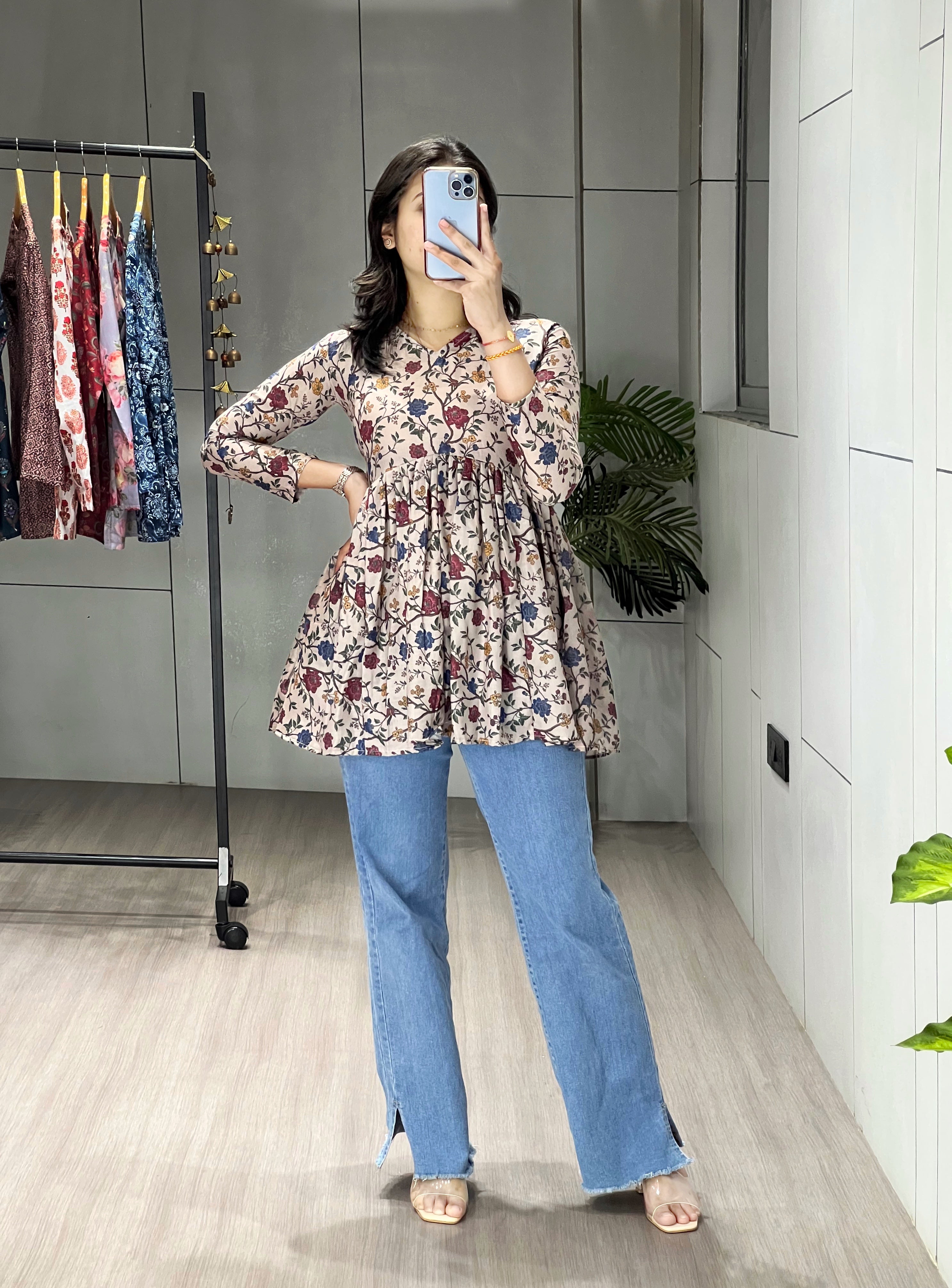 Trendy Floral Short Kurtis Aliya Designe