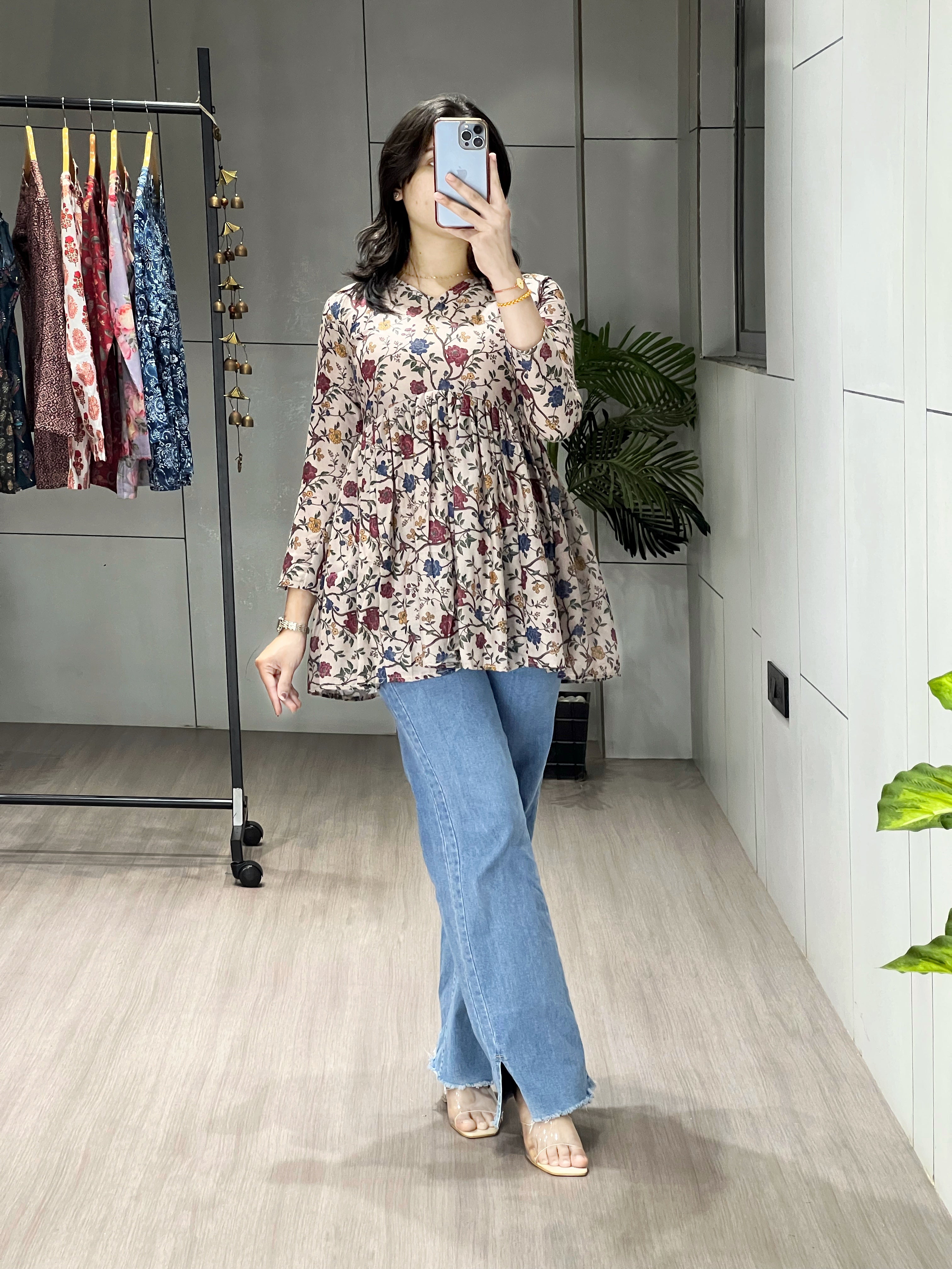 Trendy Floral Short Kurtis Aliya Designe