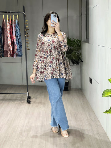 Trendy Floral Short Kurtis Aliya Designe