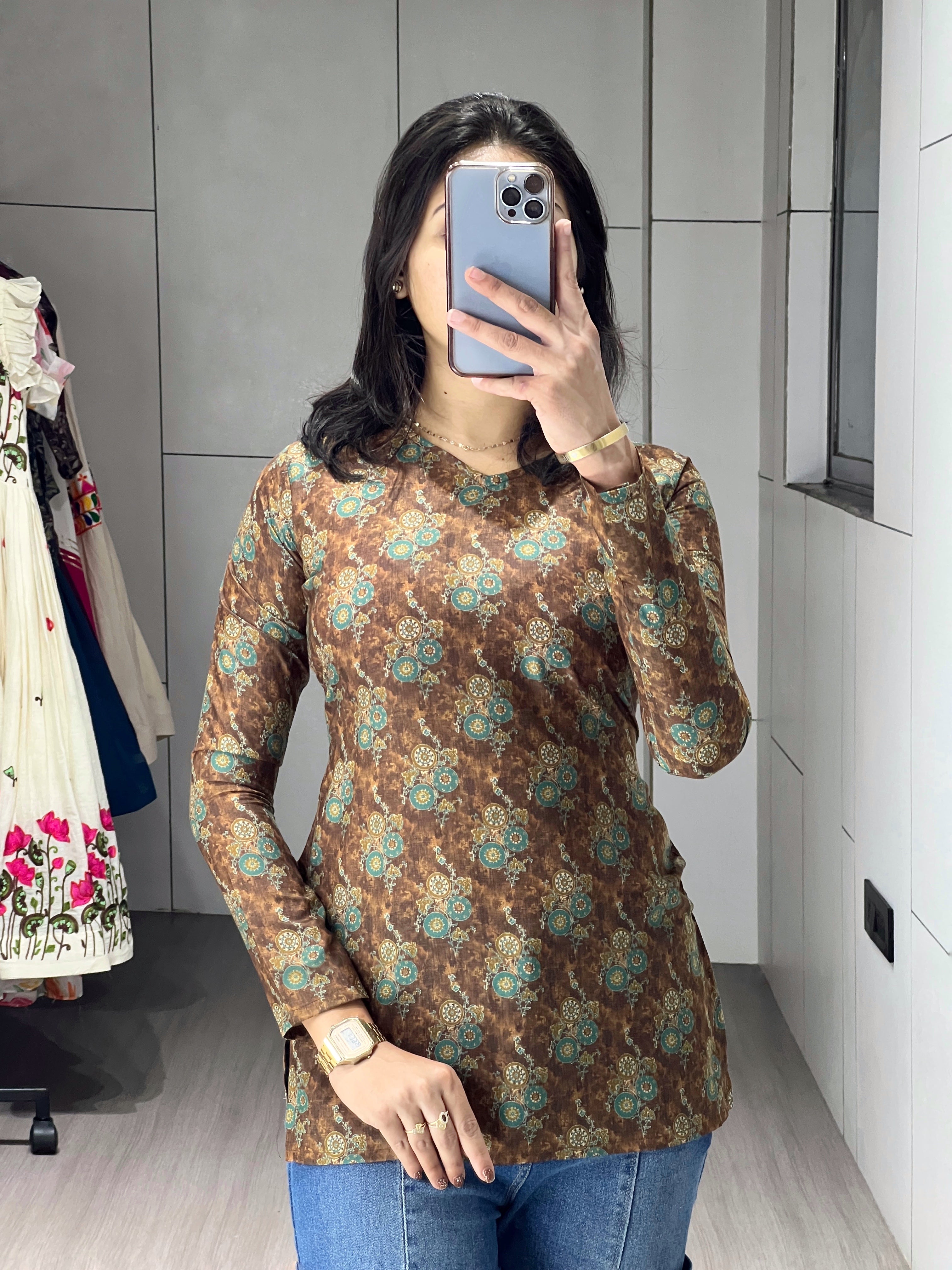 Trendy Floral Sleeved Kurtis