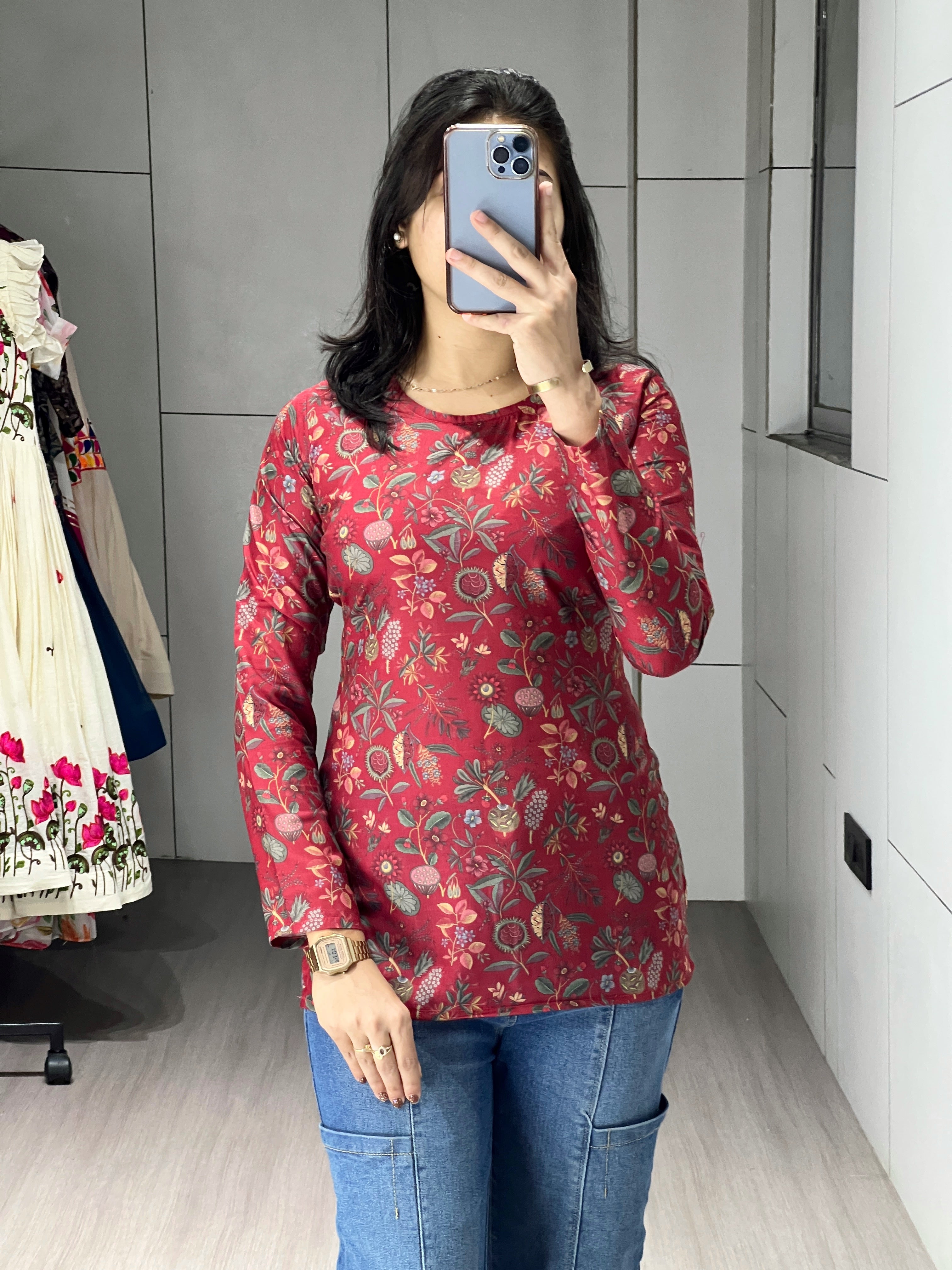 Trendy Floral Sleeved Kurtis