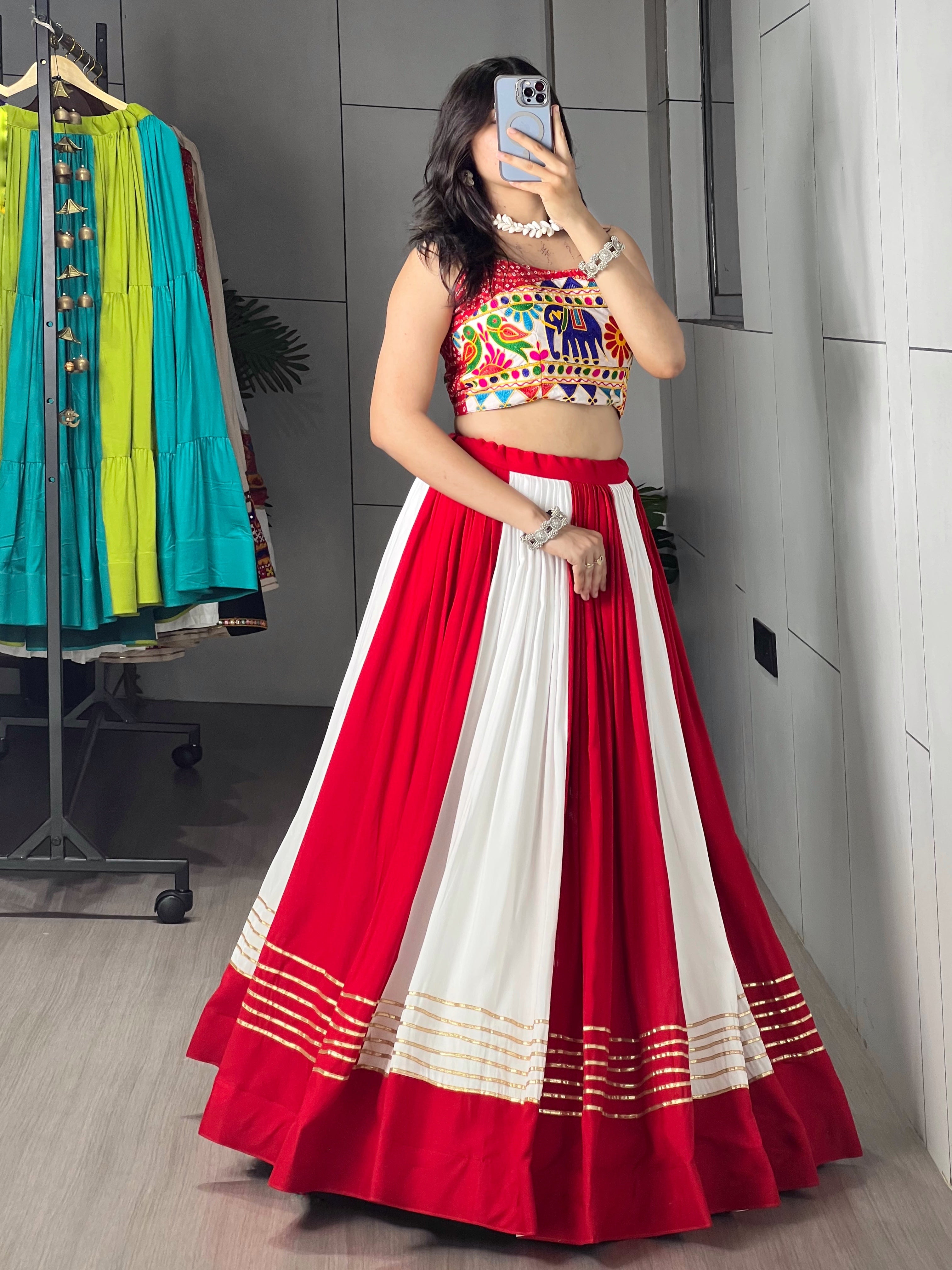 Beautiful Multi Kali Work Chaniya Choli With Fancy Blouse
