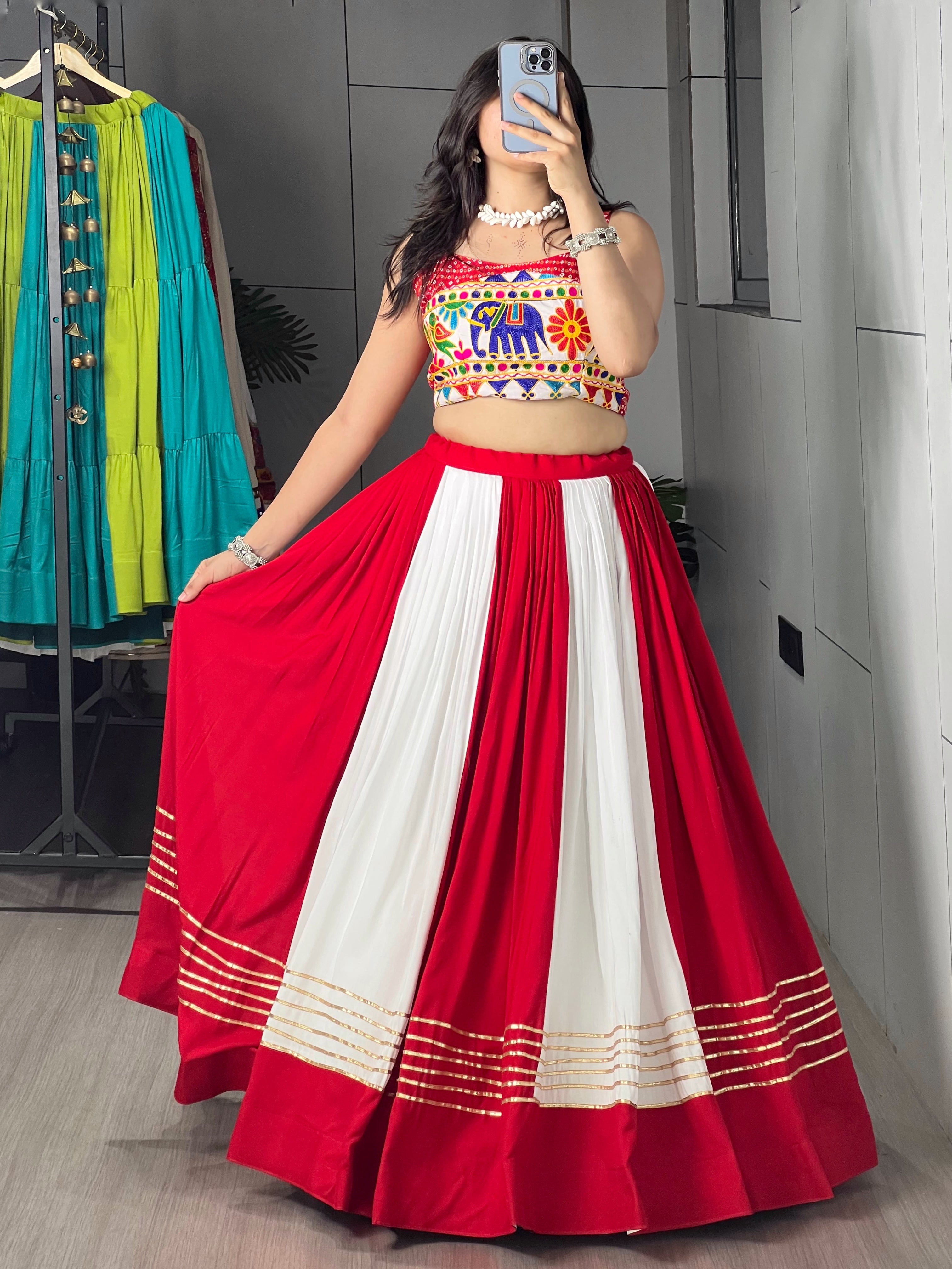 Beautiful Multi Kali Work Chaniya Choli With Fancy Blouse