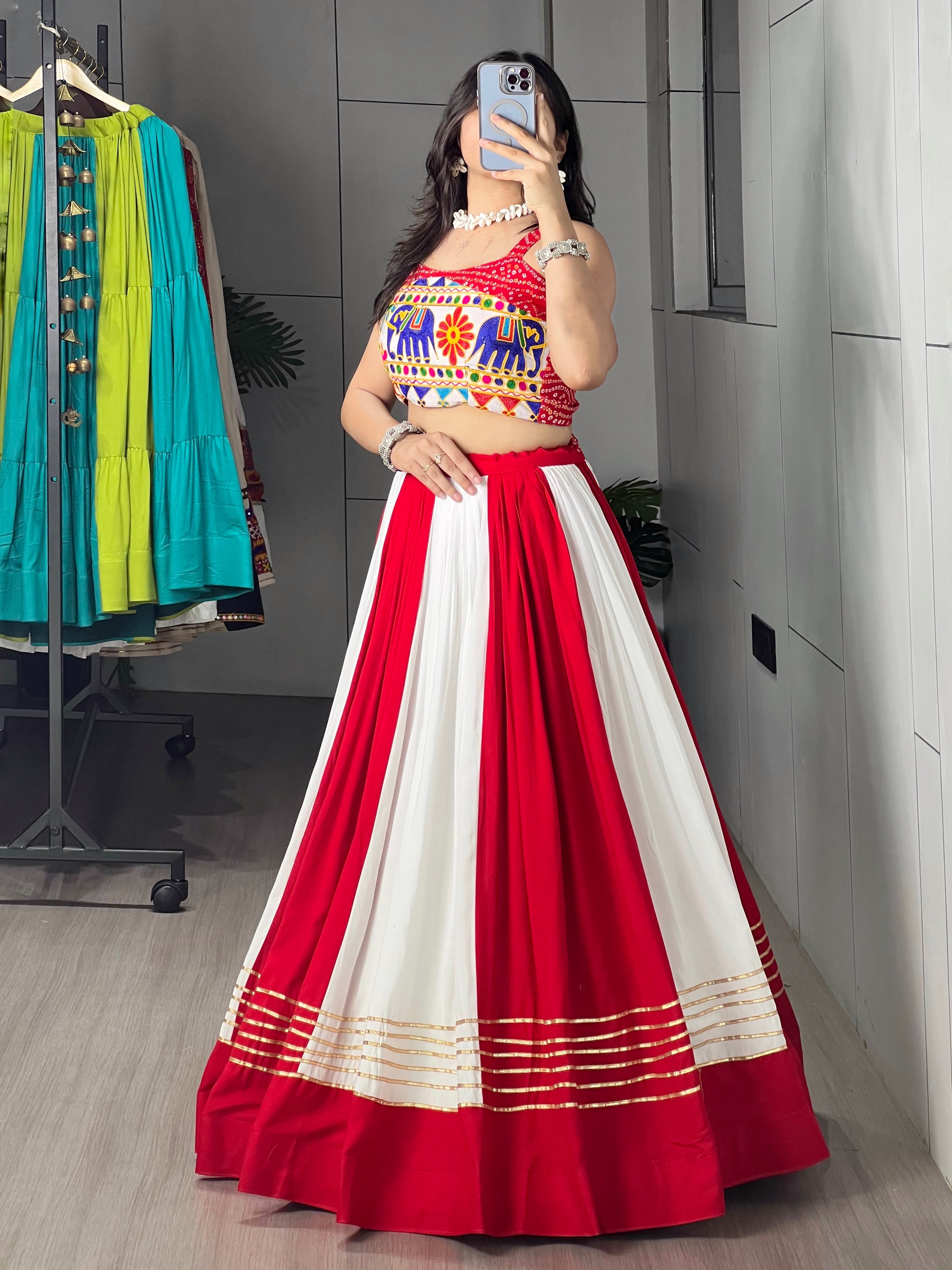 Beautiful Multi Kali Work Chaniya Choli With Fancy Blouse
