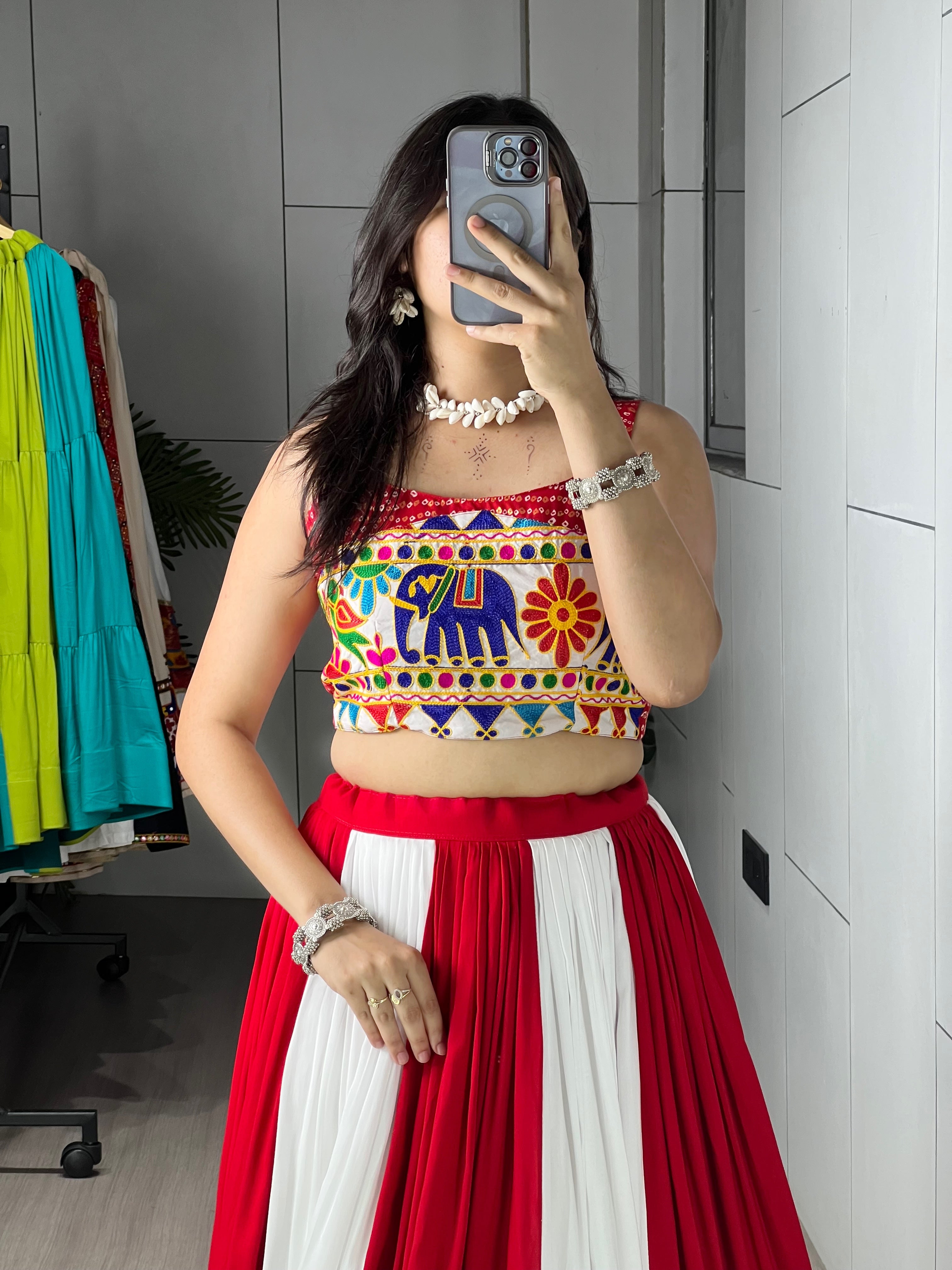 Beautiful Multi Kali Work Chaniya Choli With Fancy Blouse