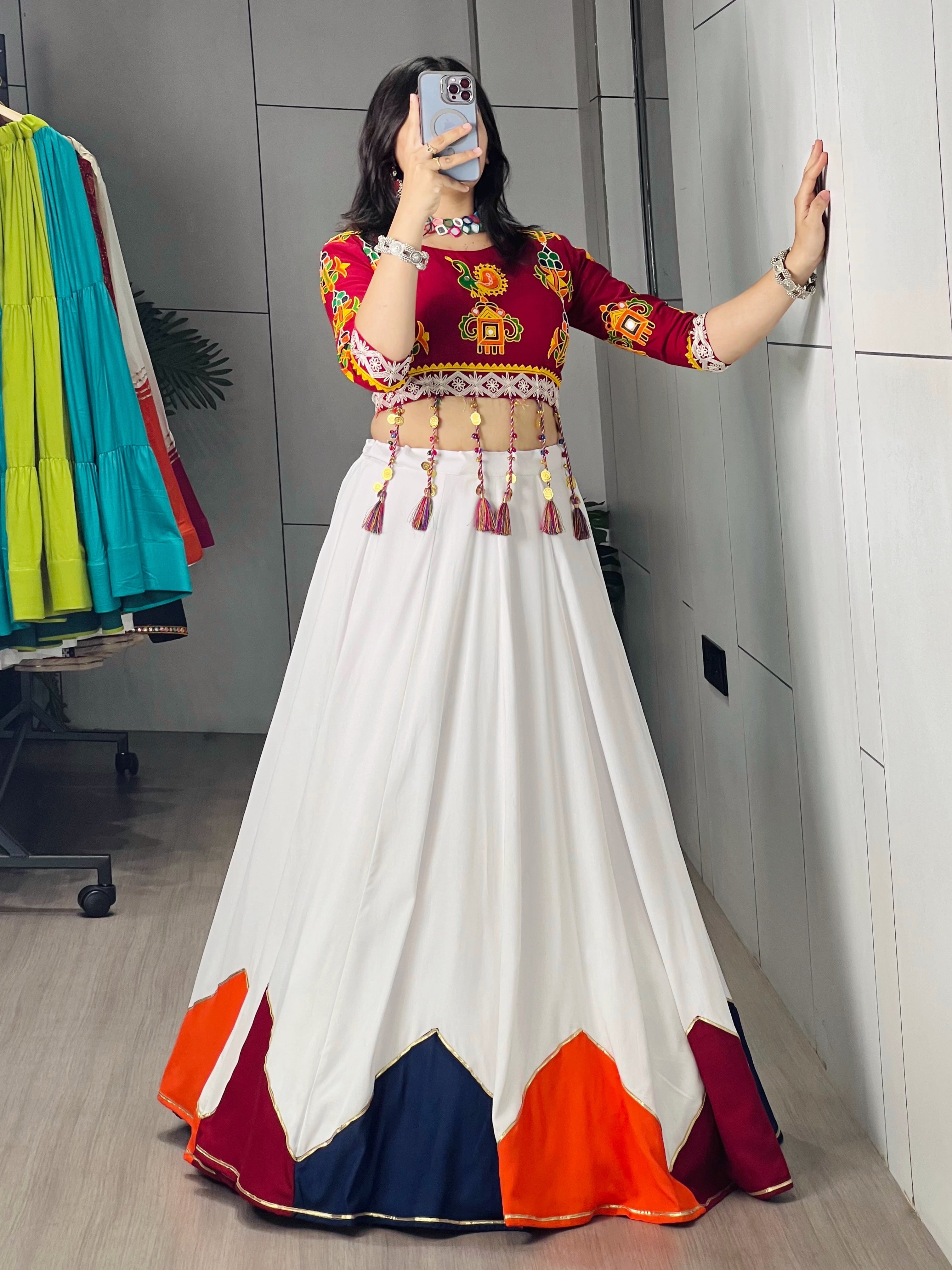 Navratri Lehenga Choli Set Plain With Multicolored Color Designe