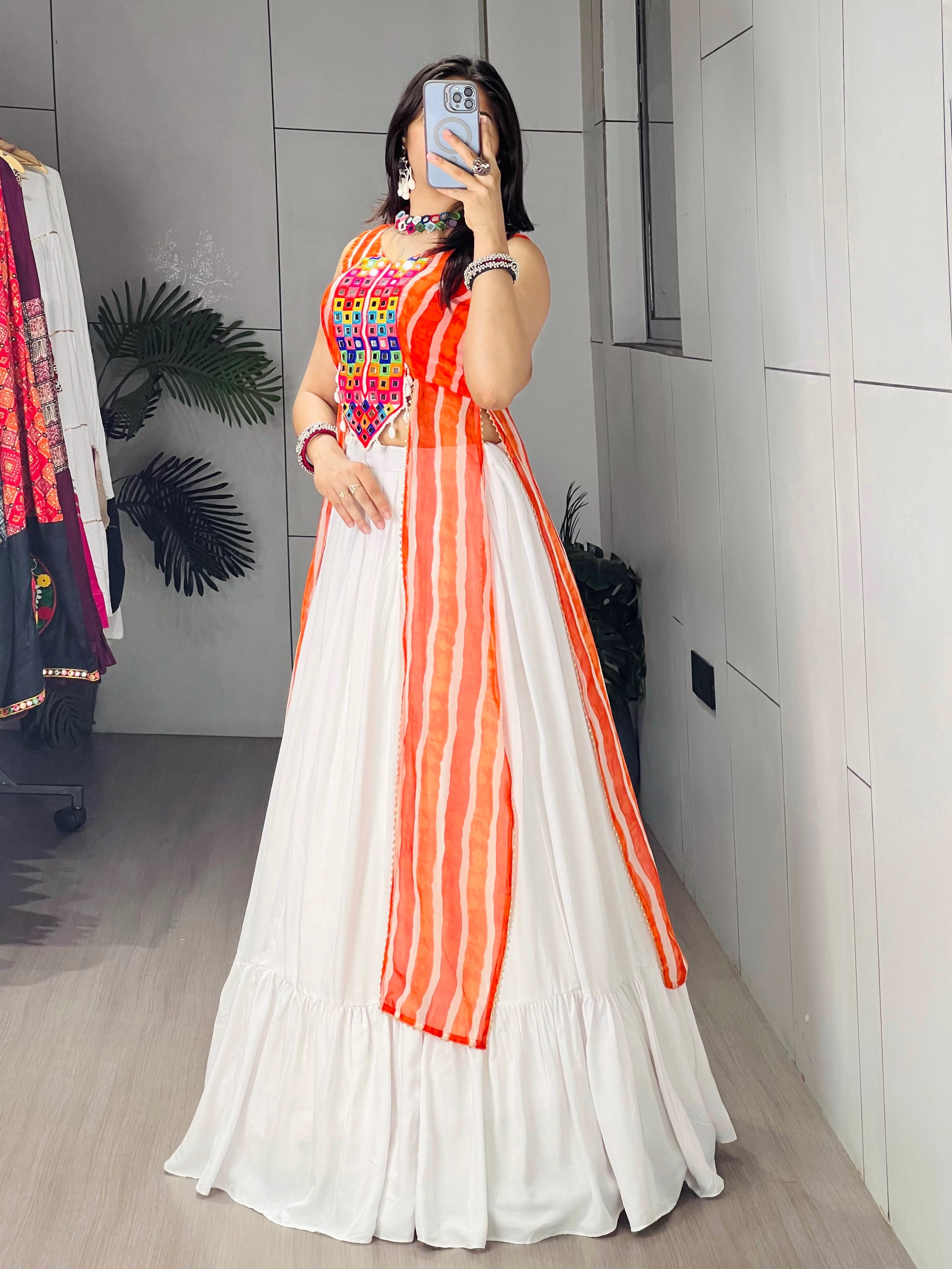 Leheriya Prints Kurtis With Traditional Lehenga Sets