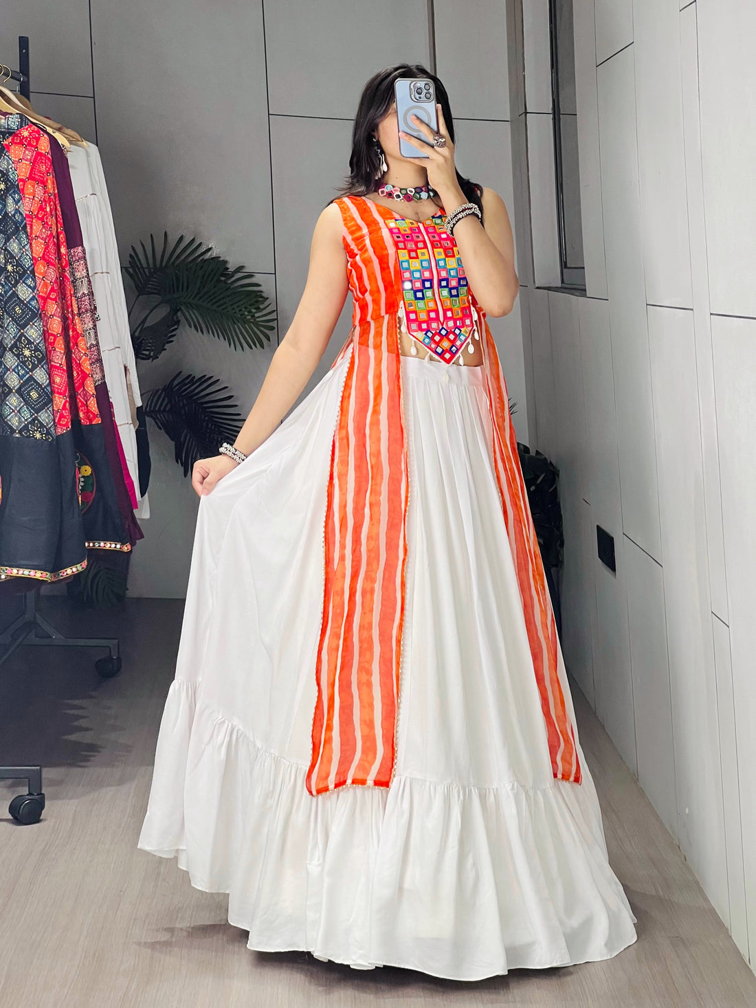 Leheriya Prints Kurtis With Traditional Lehenga Sets