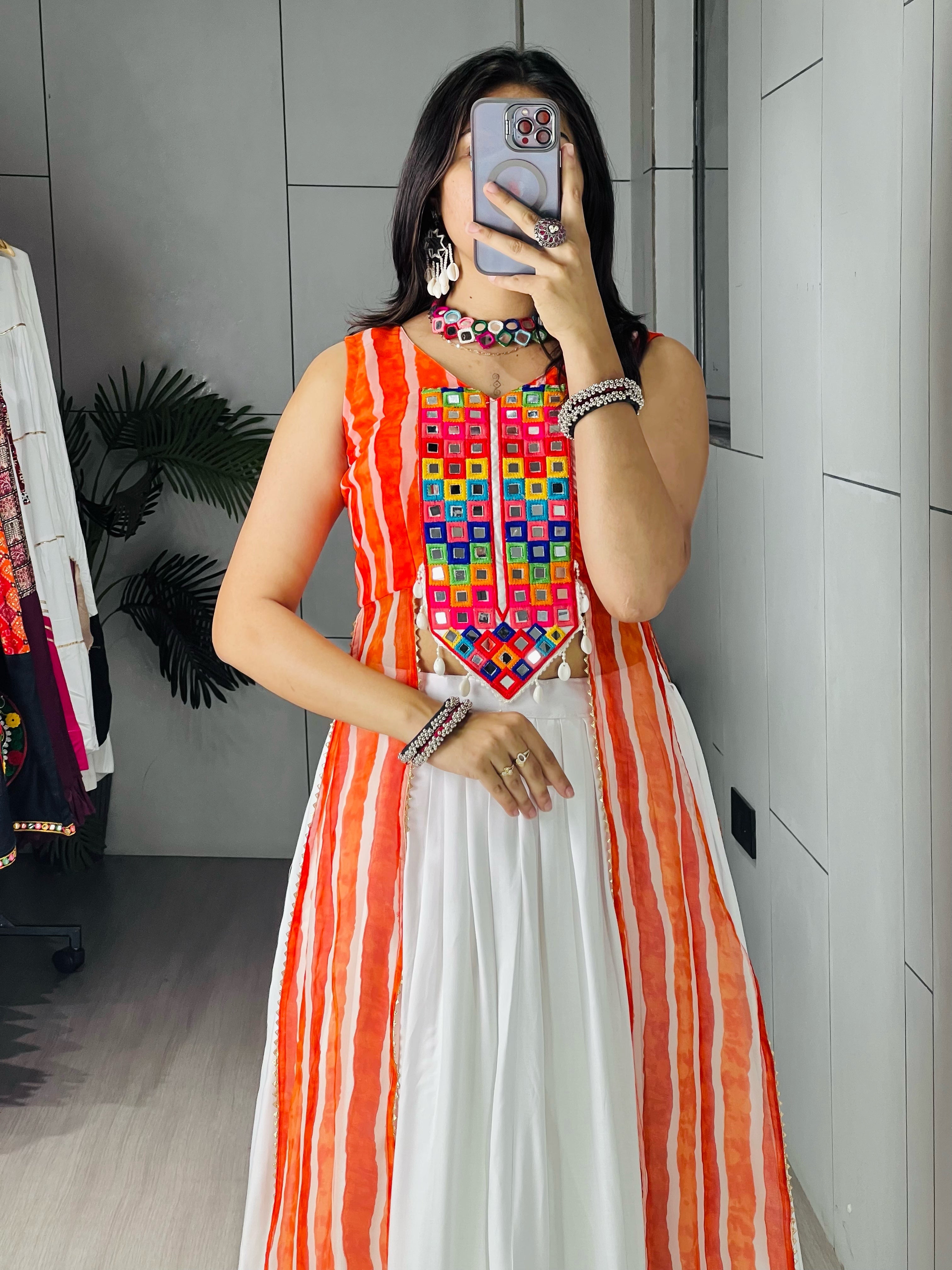 Leheriya Prints Kurtis With Traditional Lehenga Sets