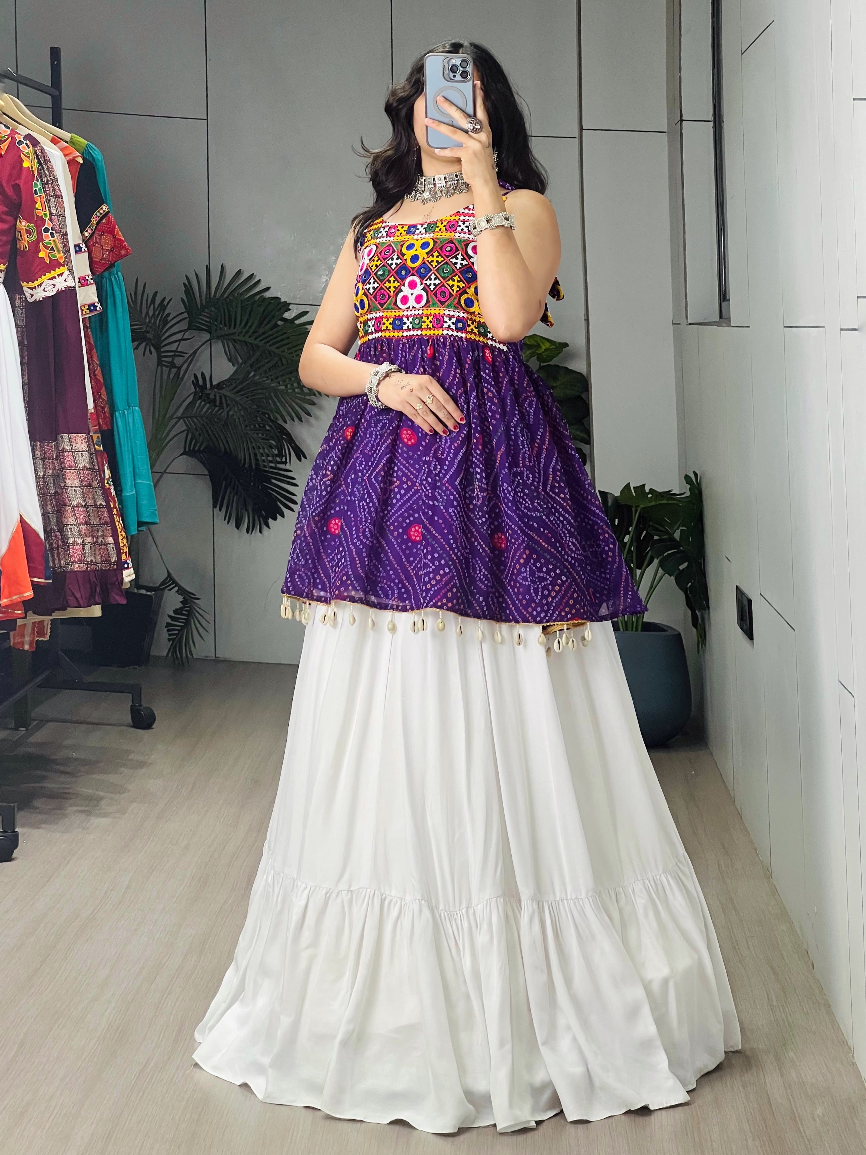 Rayon Cotton Navratri Designer Ready To Wear Kediya Lehenga Set