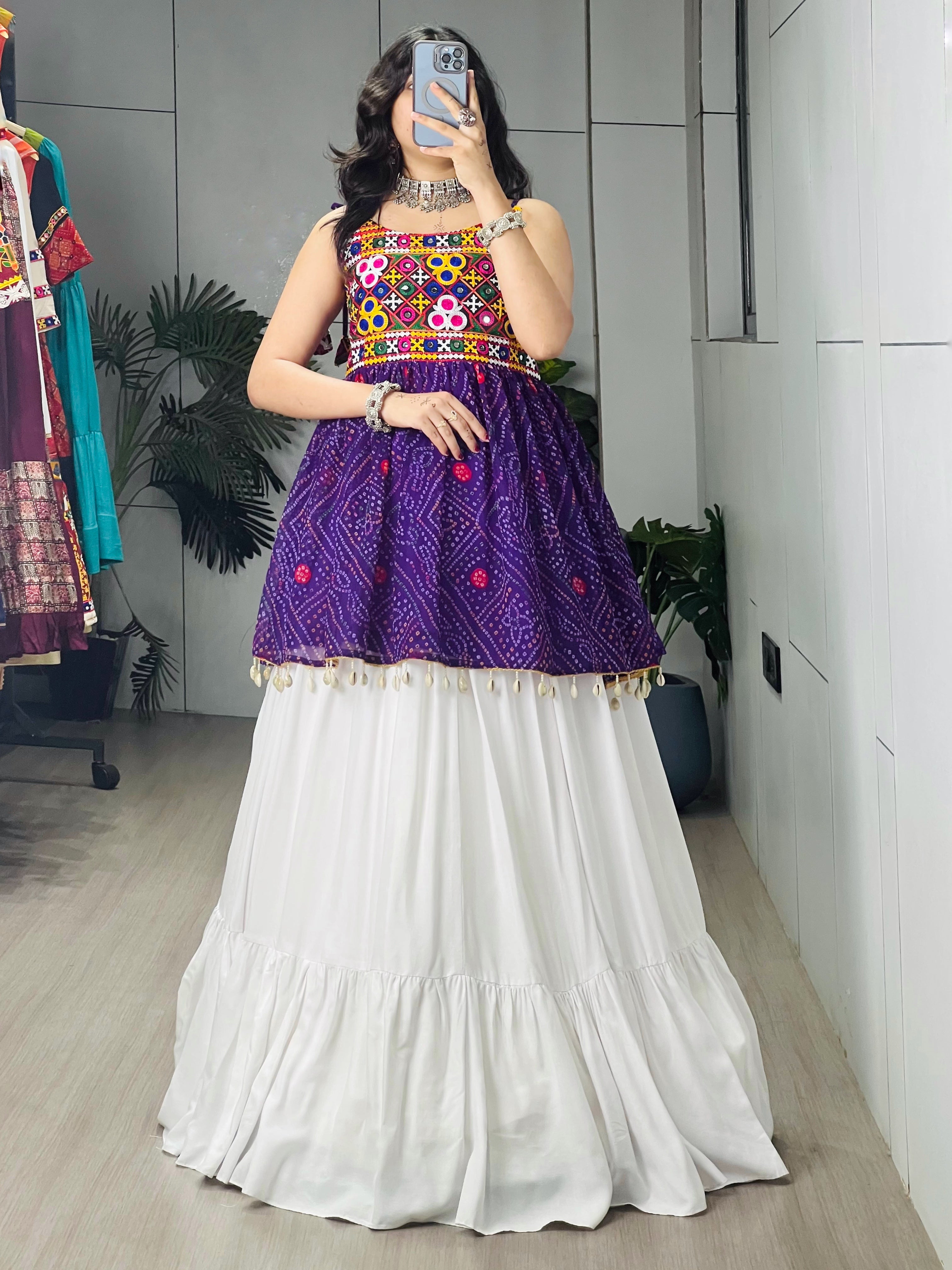 Rayon Cotton Navratri Designer Ready To Wear Kediya Lehenga Set