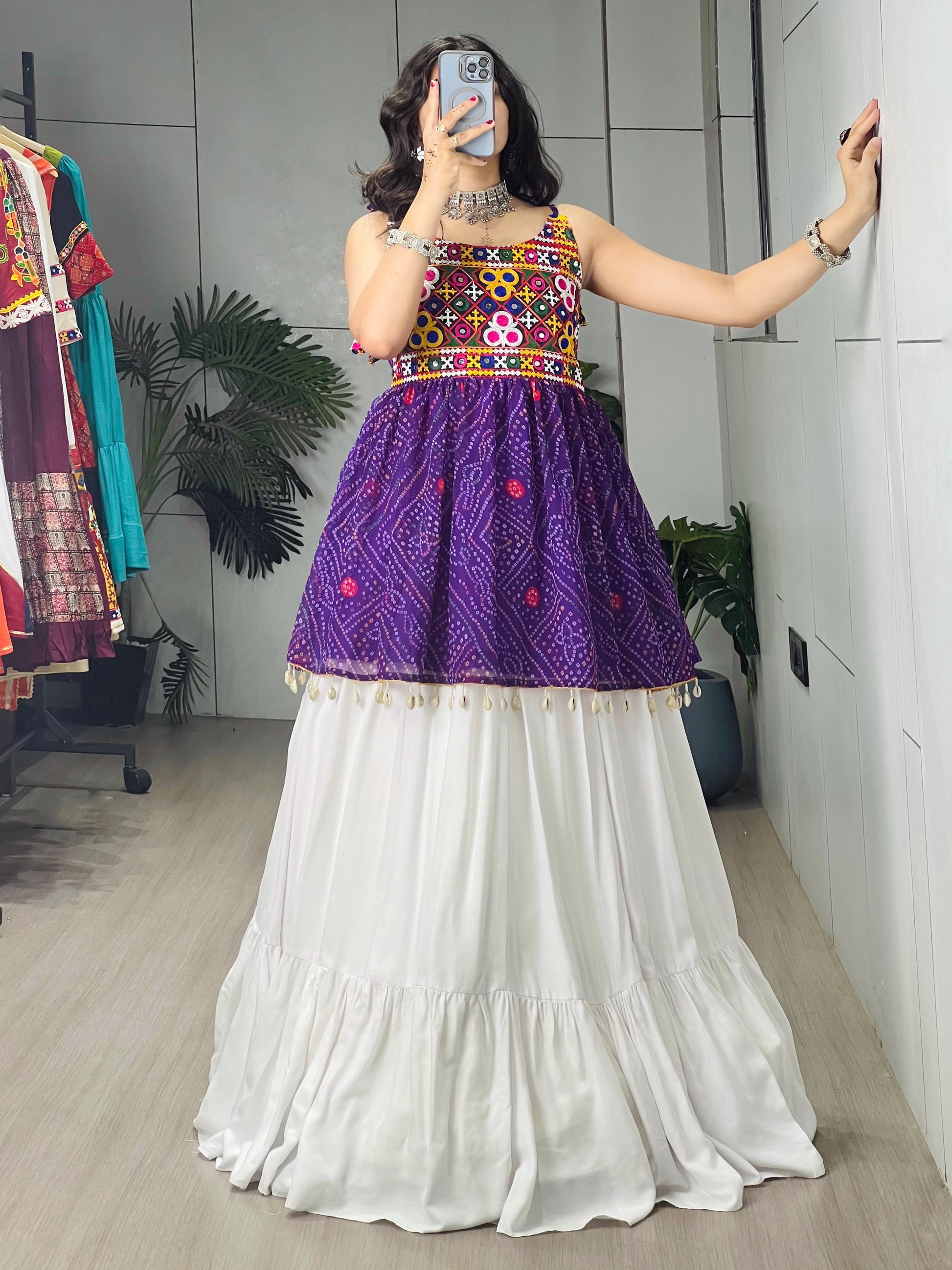 Rayon Cotton Navratri Designer Ready To Wear Kediya Lehenga Set