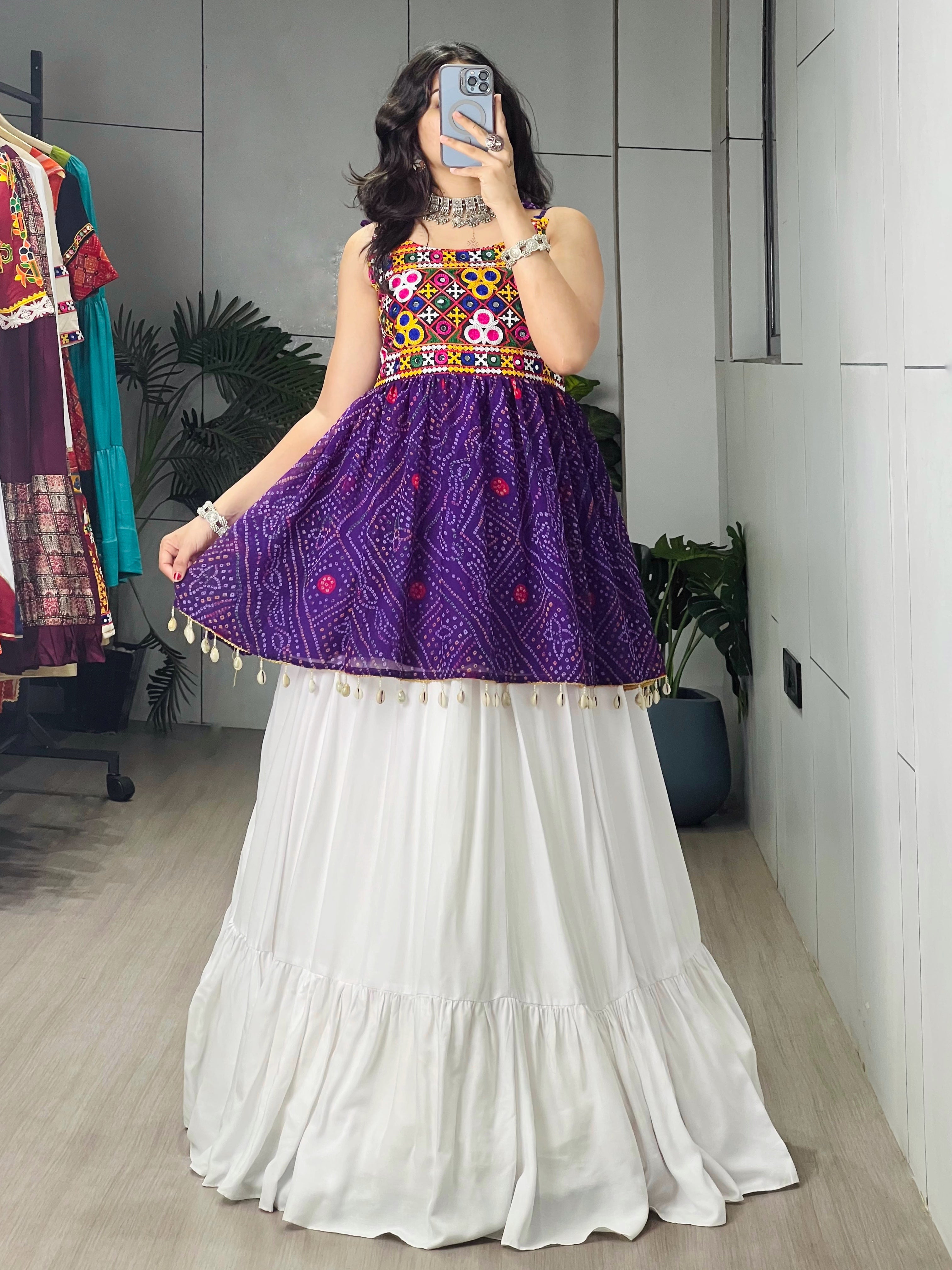 Rayon Cotton Navratri Designer Ready To Wear Kediya Lehenga Set