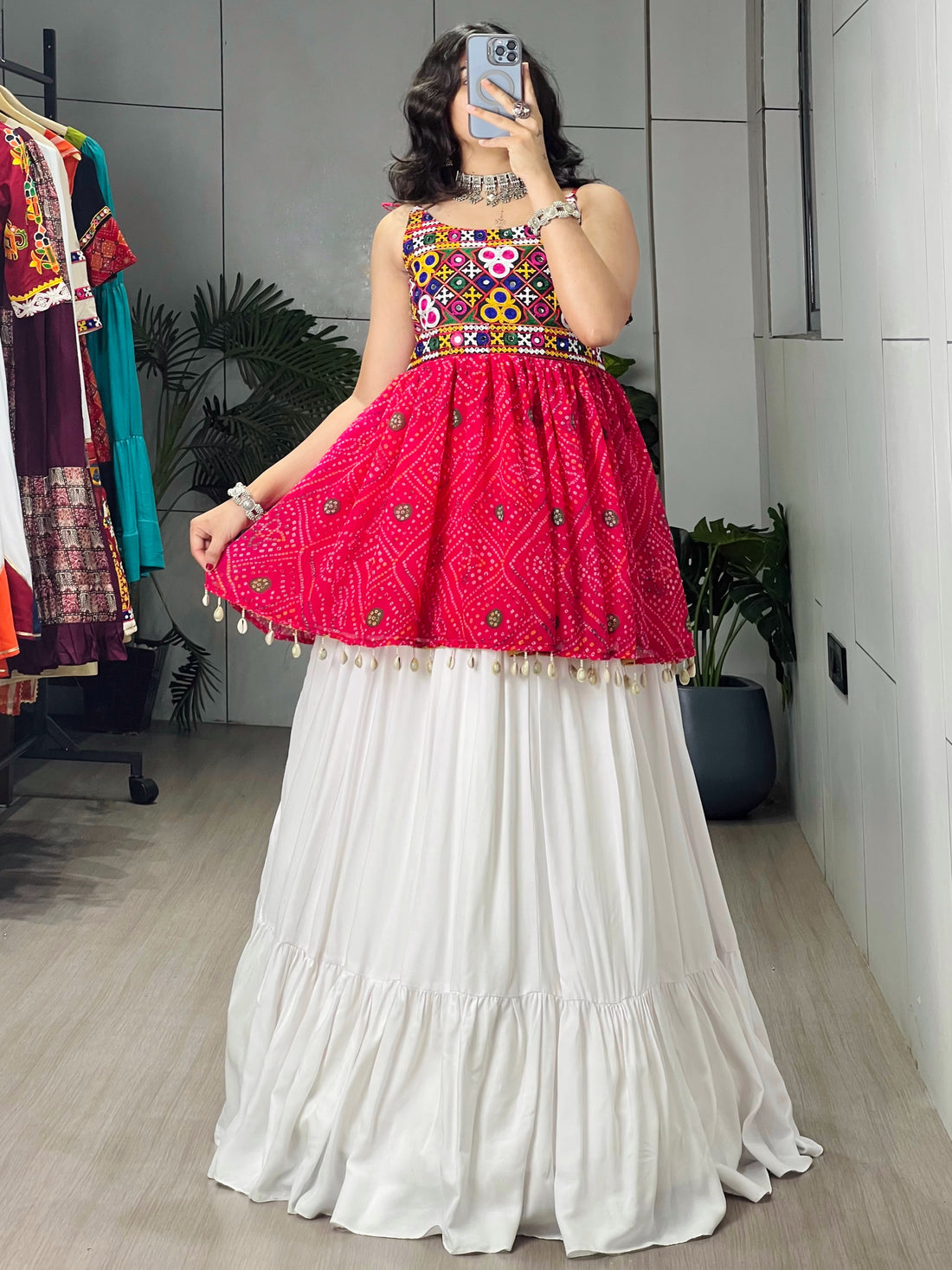 Rayon Cotton Navratri Designer Ready To Wear Kediya Lehenga Set - Lehenga Choli