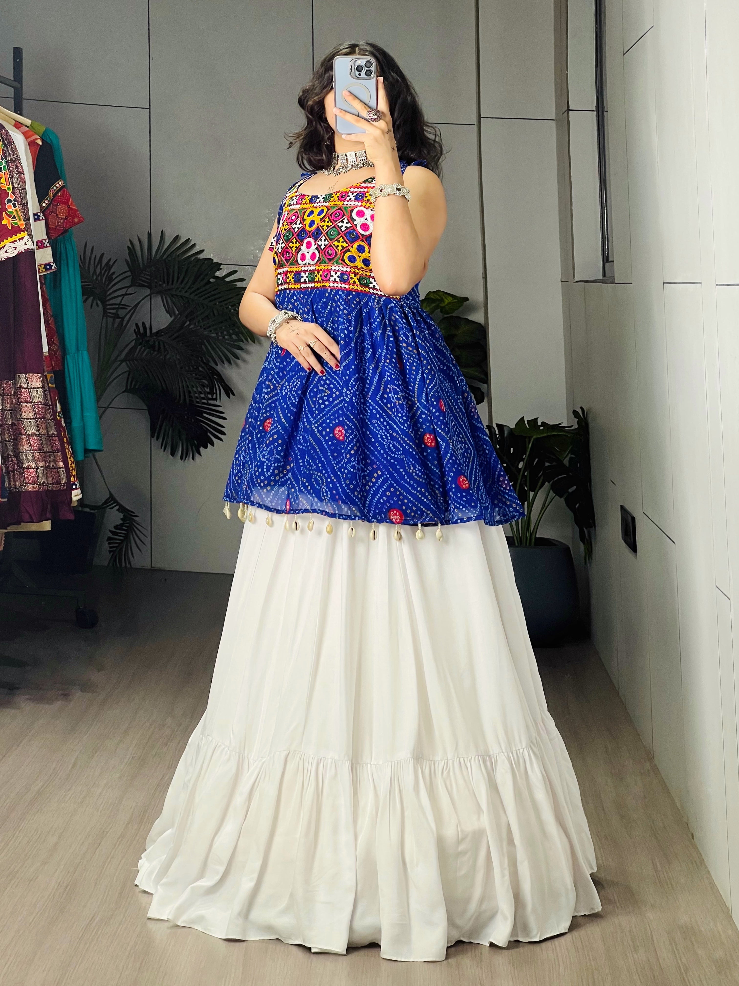 Rayon Cotton Navratri Designer Ready To Wear Kediya Lehenga Set