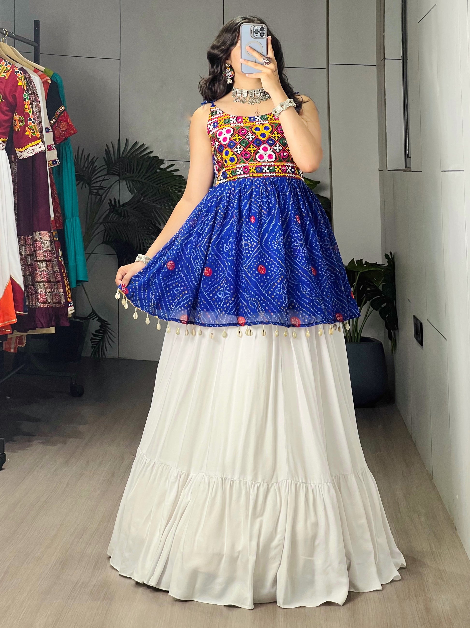 Rayon Cotton Navratri Designer Ready To Wear Kediya Lehenga Set