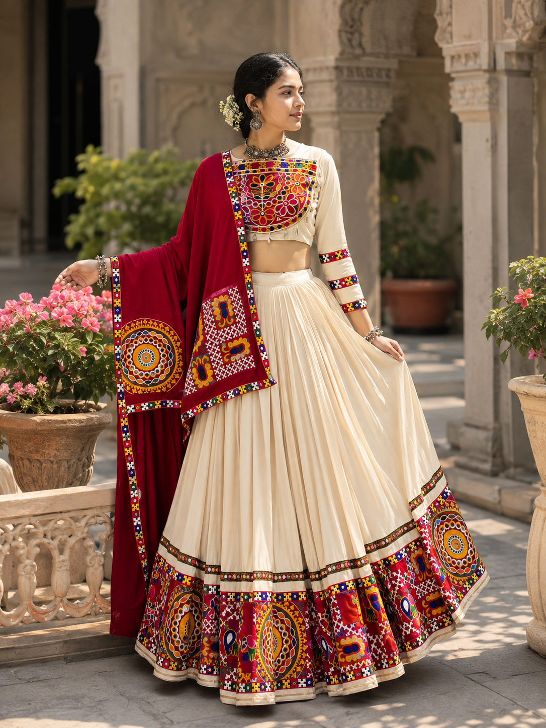 Heavy Premium Gamthi Mirror Work Lehenga Choli