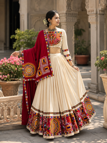 Heavy Premium Gamthi Mirror Work Lehenga Choli