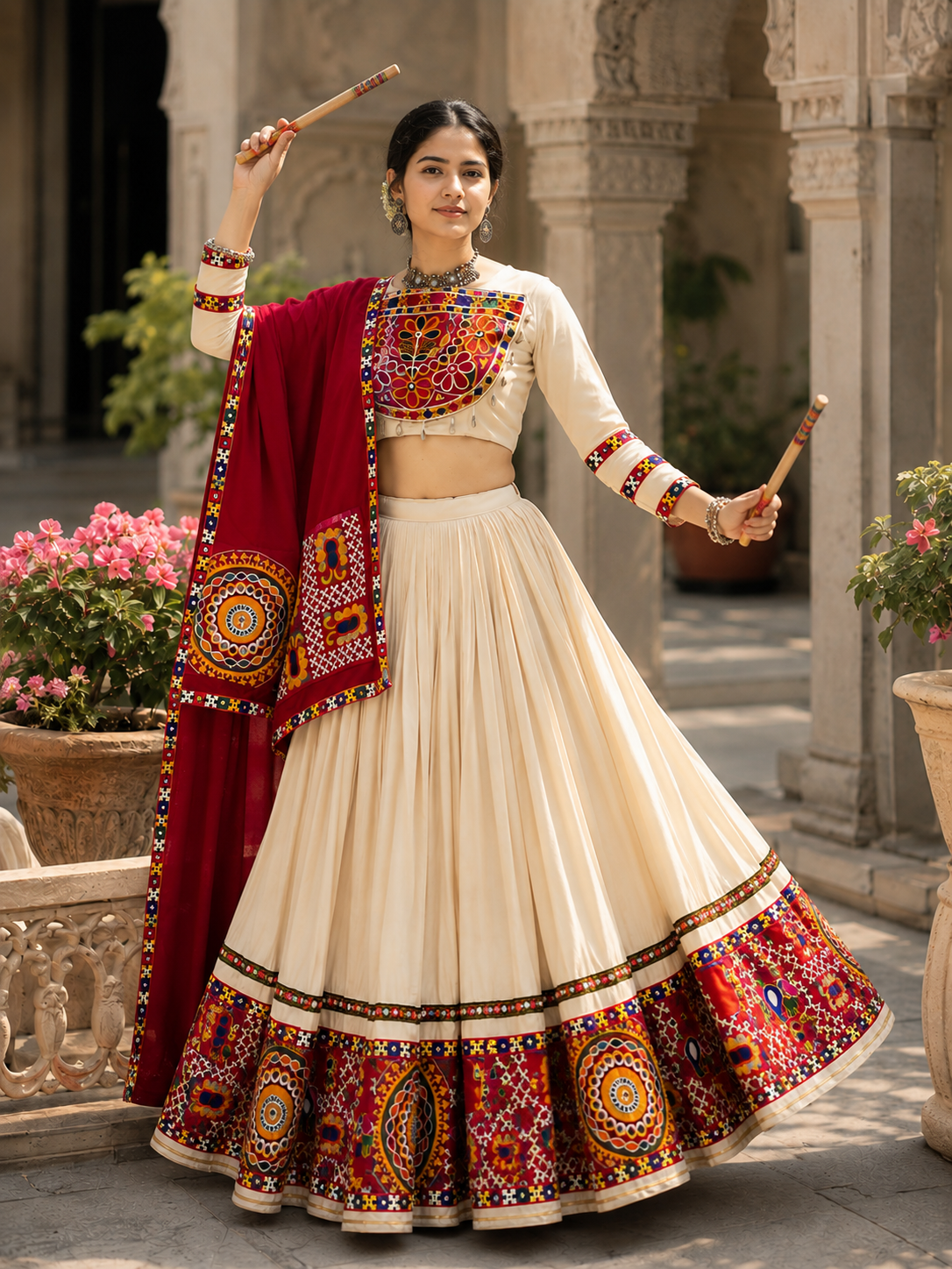 Heavy Premium Gamthi Mirror Work Lehenga Choli