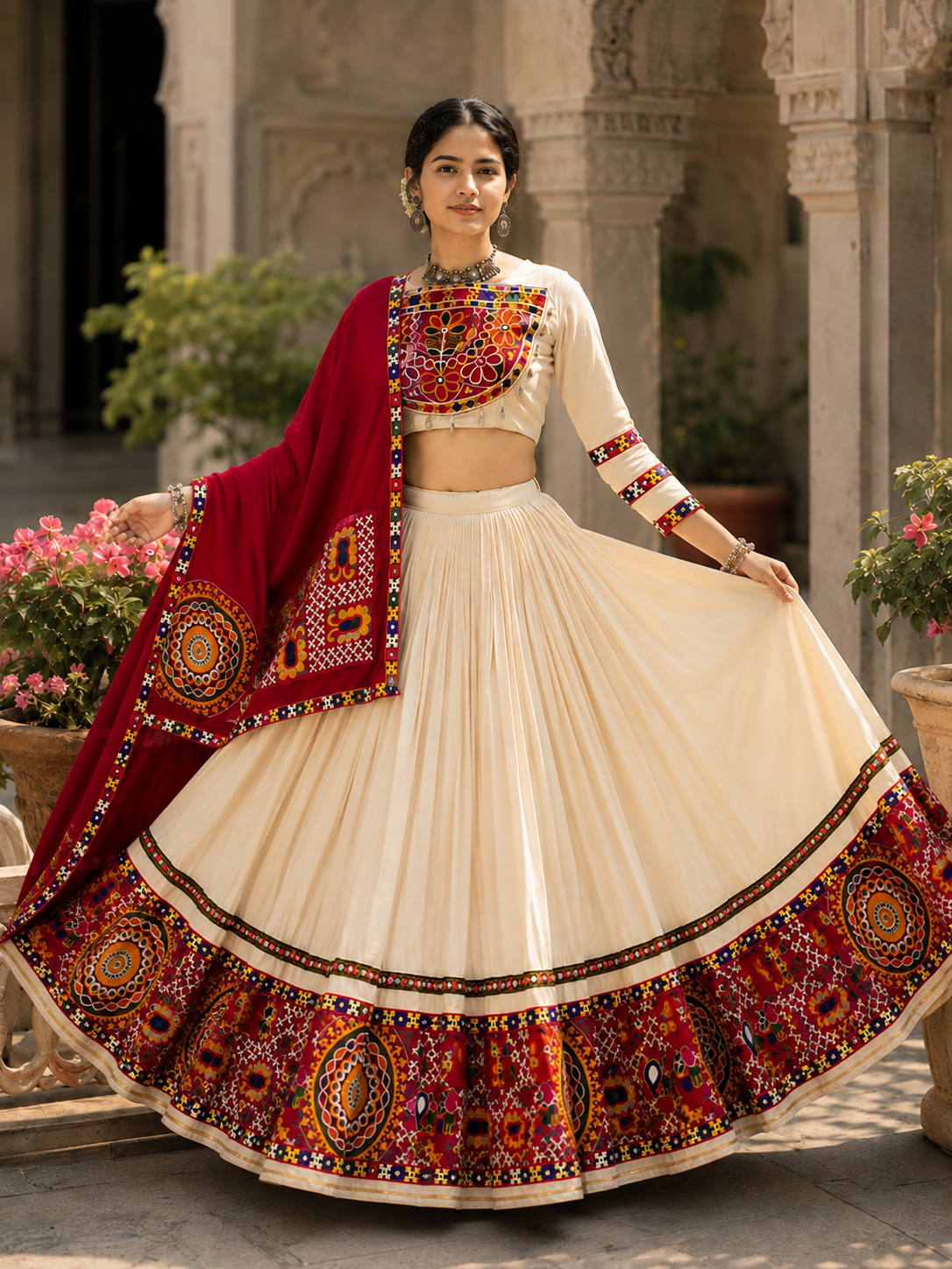 Heavy Premium Gamthi Mirror Work Lehenga Choli