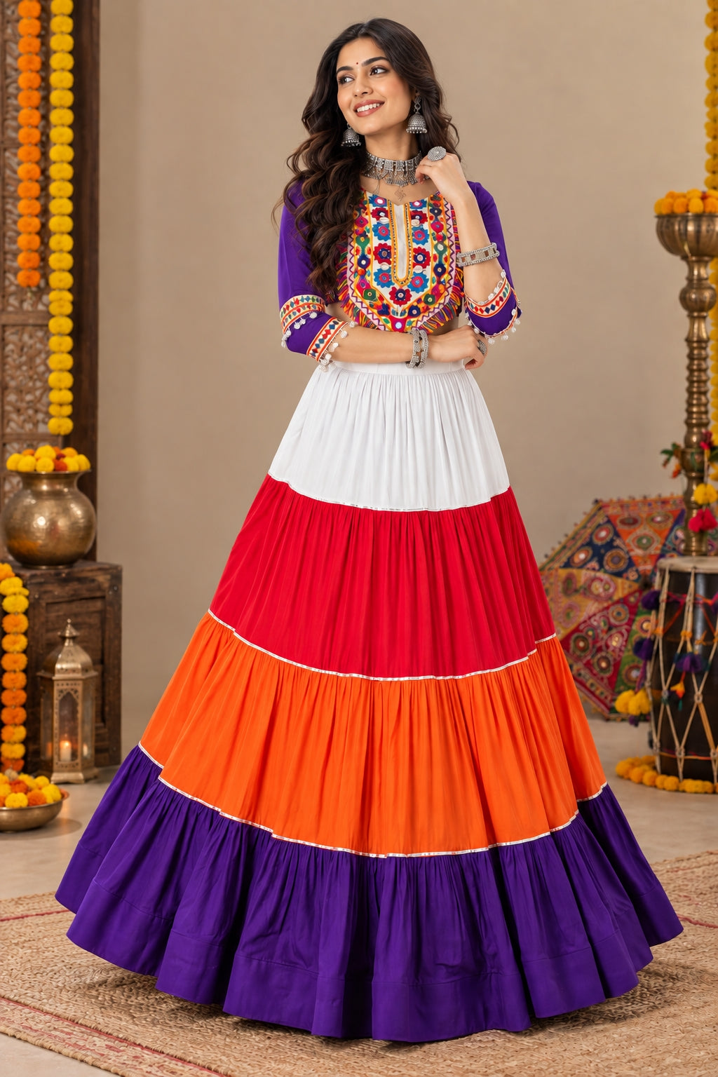 Beautiful Colorful Navratri Lehenga Choli - Lehenga Choli