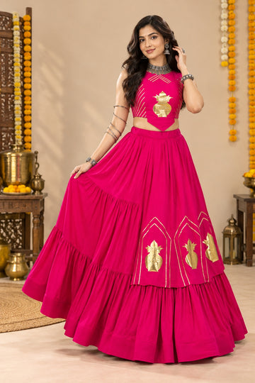 Garba Lehenga Choli with Traditional Kalash Motif