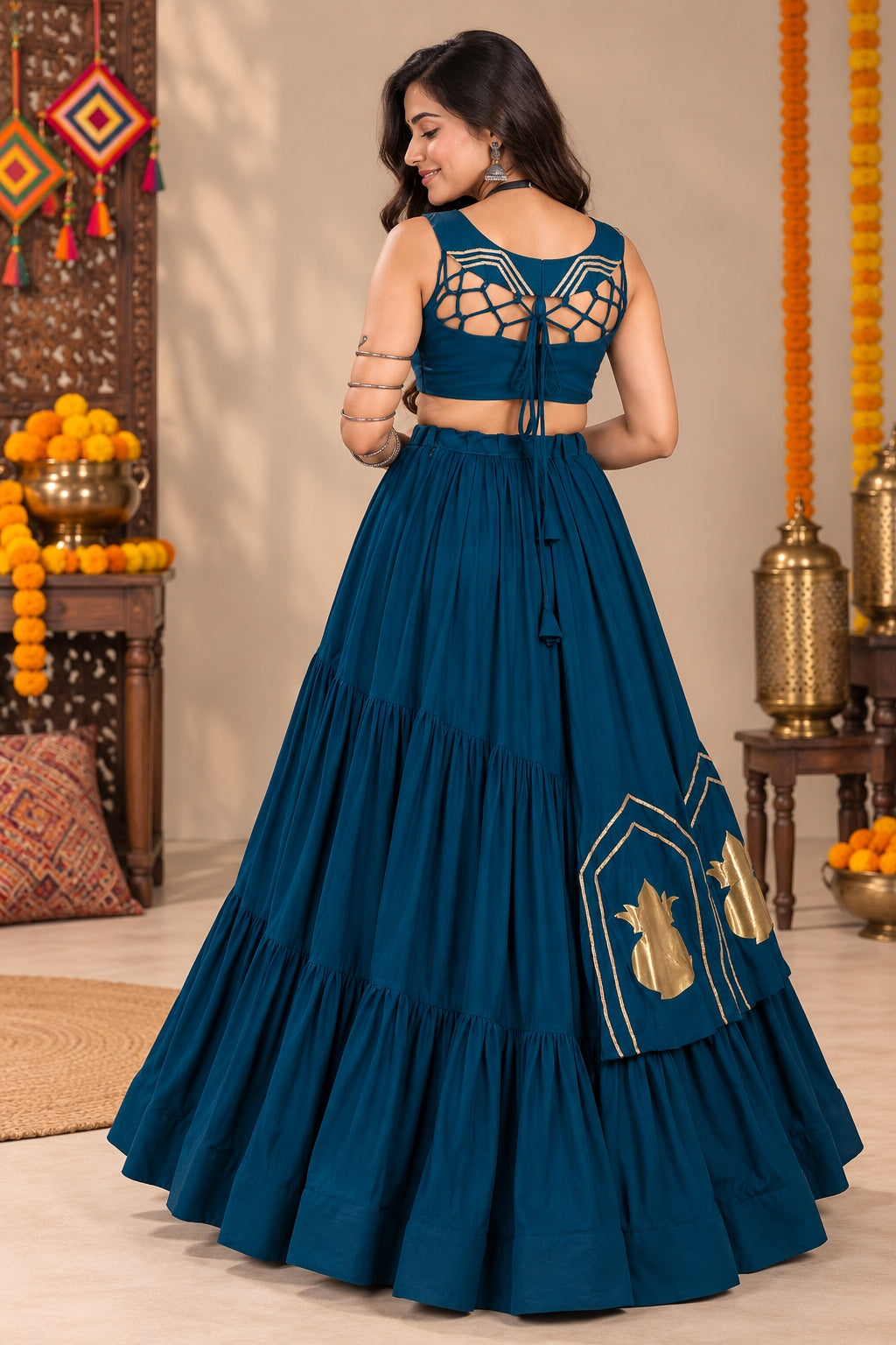 Garba Lehenga Choli with Traditional Kalash Motif