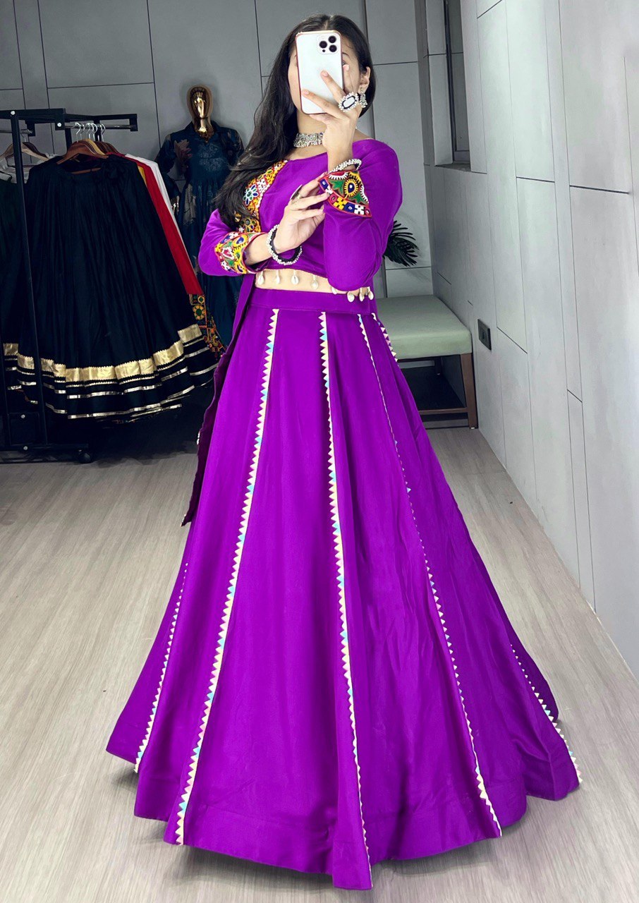 Gamthi and Real Mirror Work Chaniya Choli