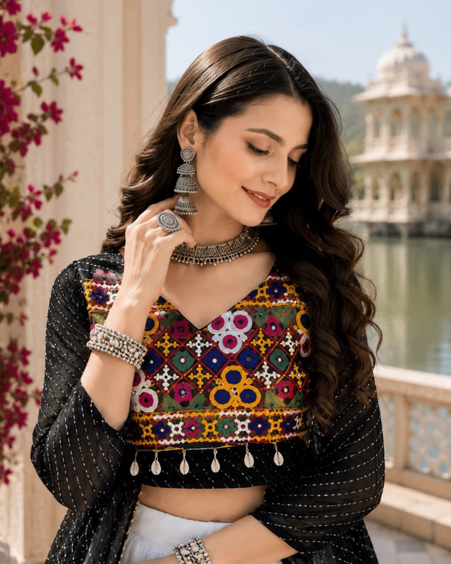 Navratri Special Embroidered Indo-Western Lehenga Set with Kurti
