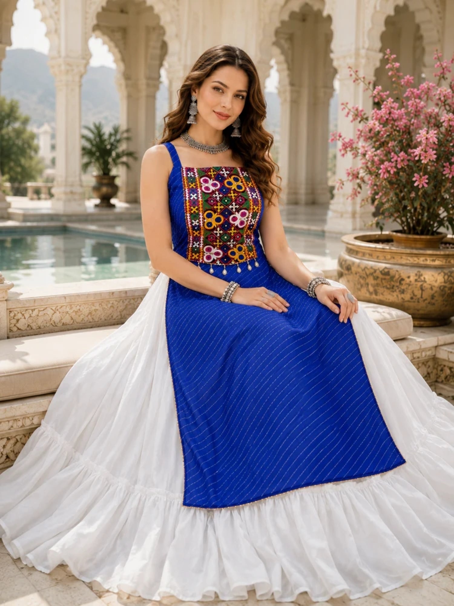 Navratri Special Embroidered Indo-Western Lehenga Set with Kurti