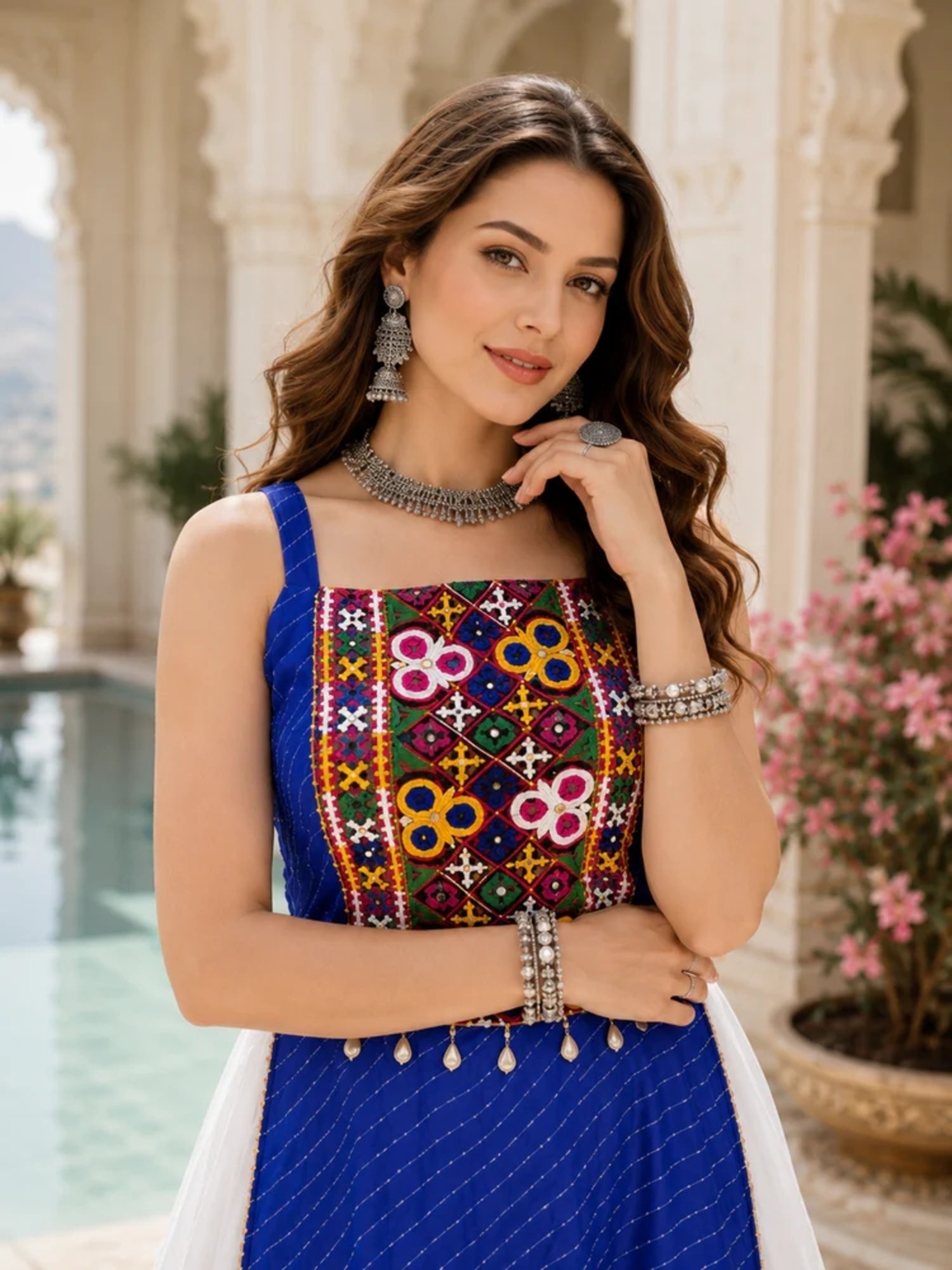 Navratri Special Embroidered Indo-Western Lehenga Set with Kurti