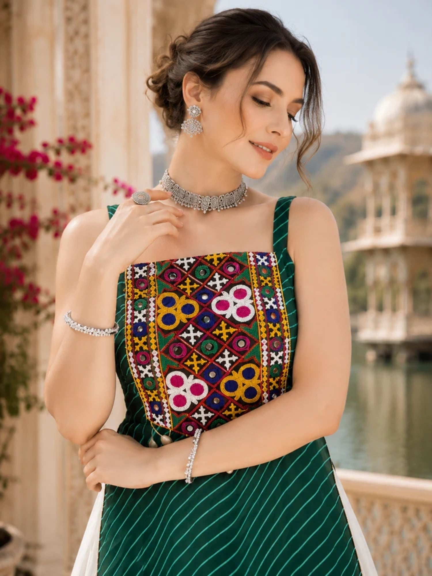 Navratri Special Embroidered Indo-Western Lehenga Set with Kurti