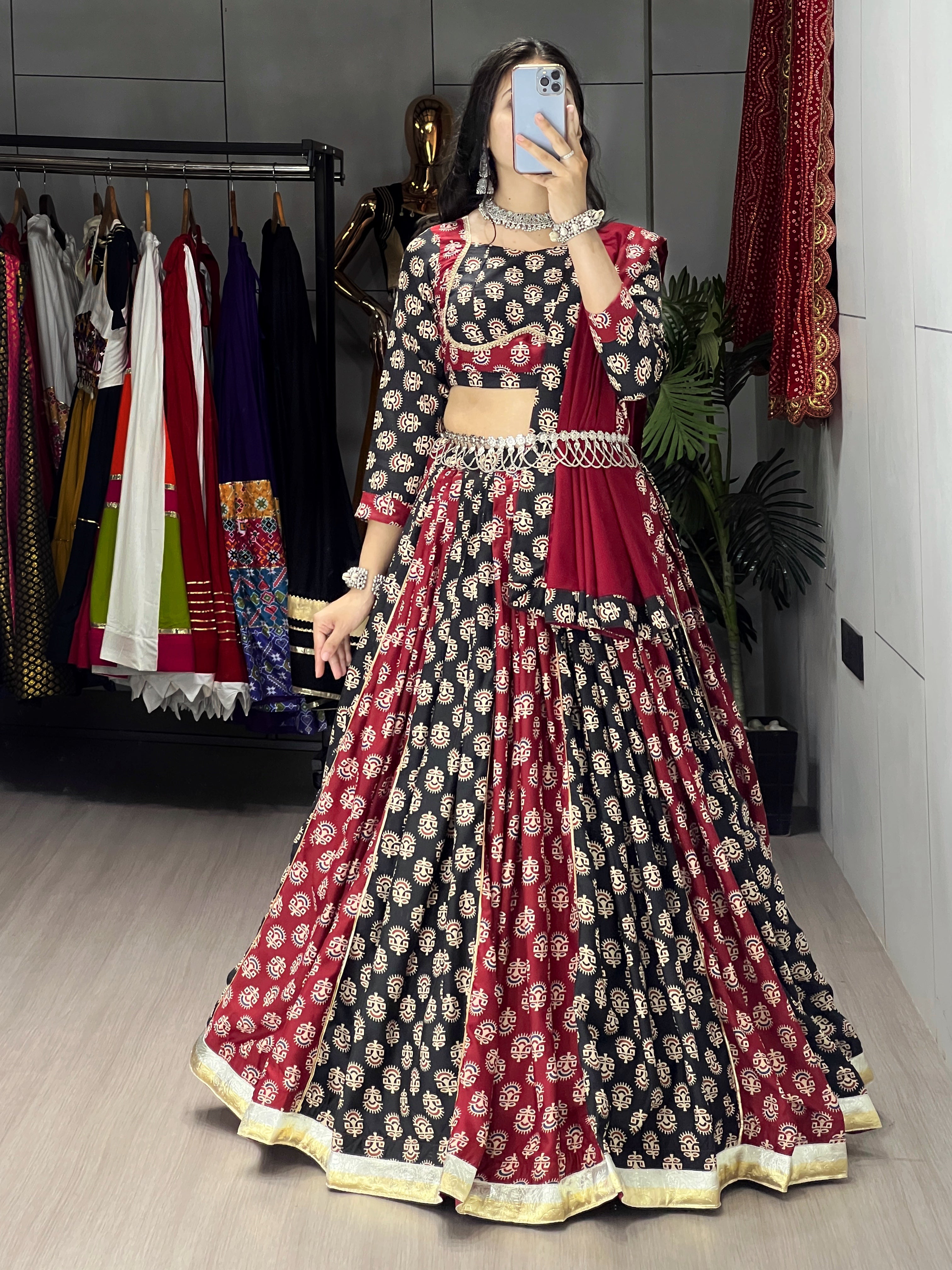 Ajarakh Prints Chaniya Choli With Dupatta Full Sets