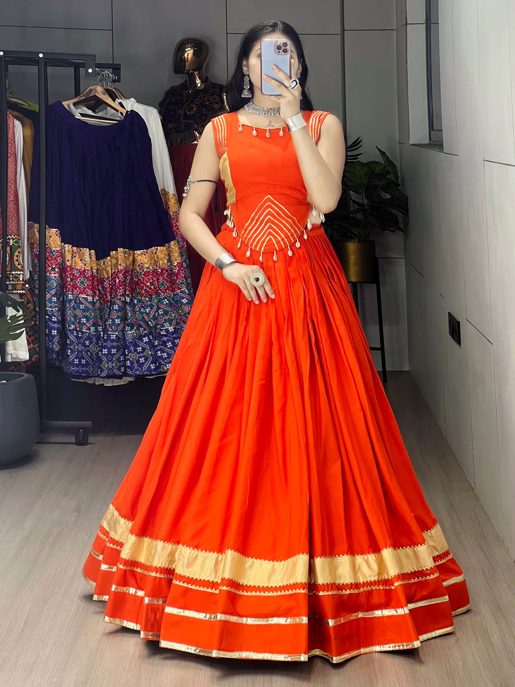 Rayon Gota Patti With Kodi Work Designer Navratri Chaniya Choli