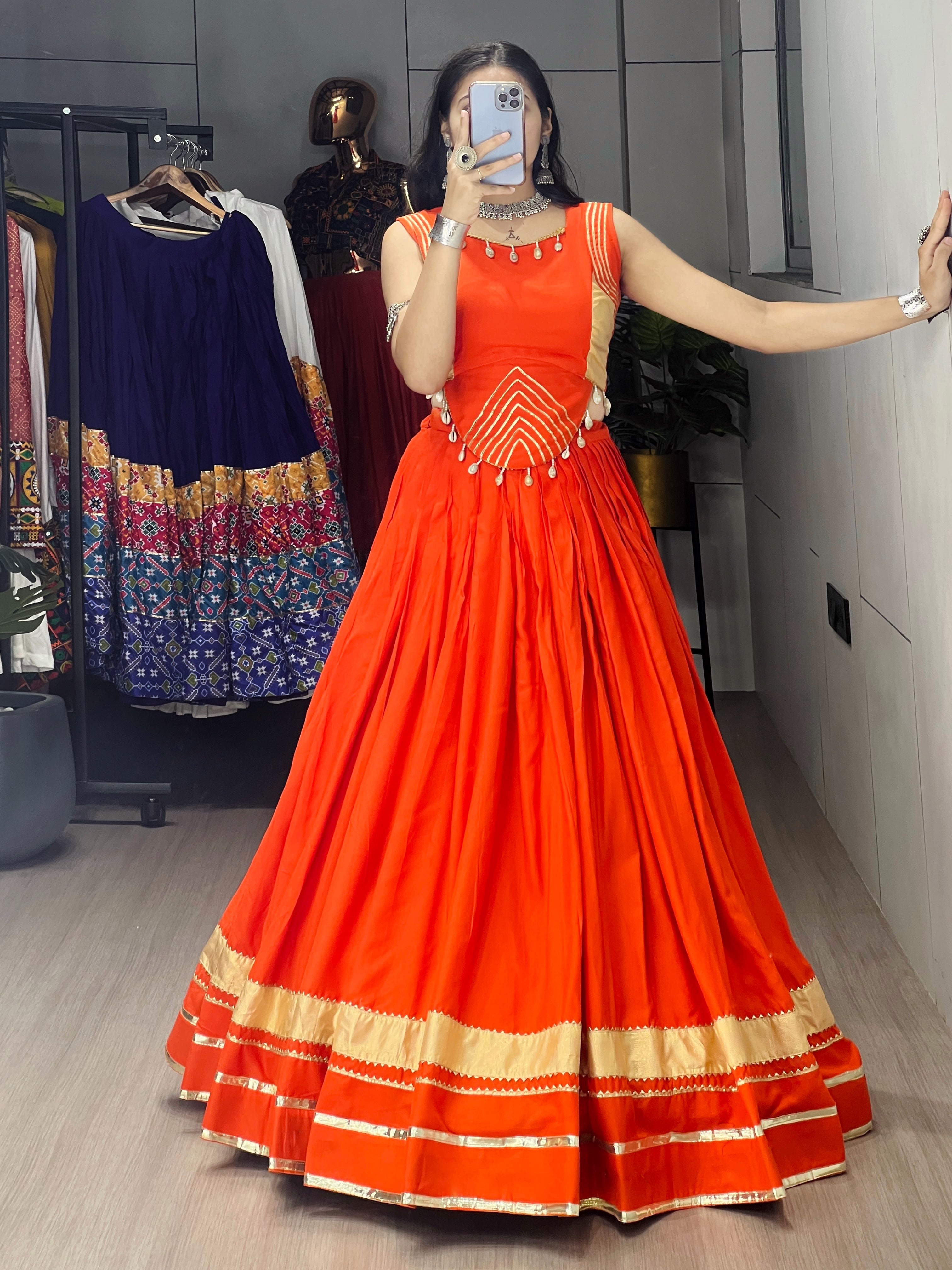 Rayon Gota Patti With Kodi Work Designer Navratri Chaniya Choli