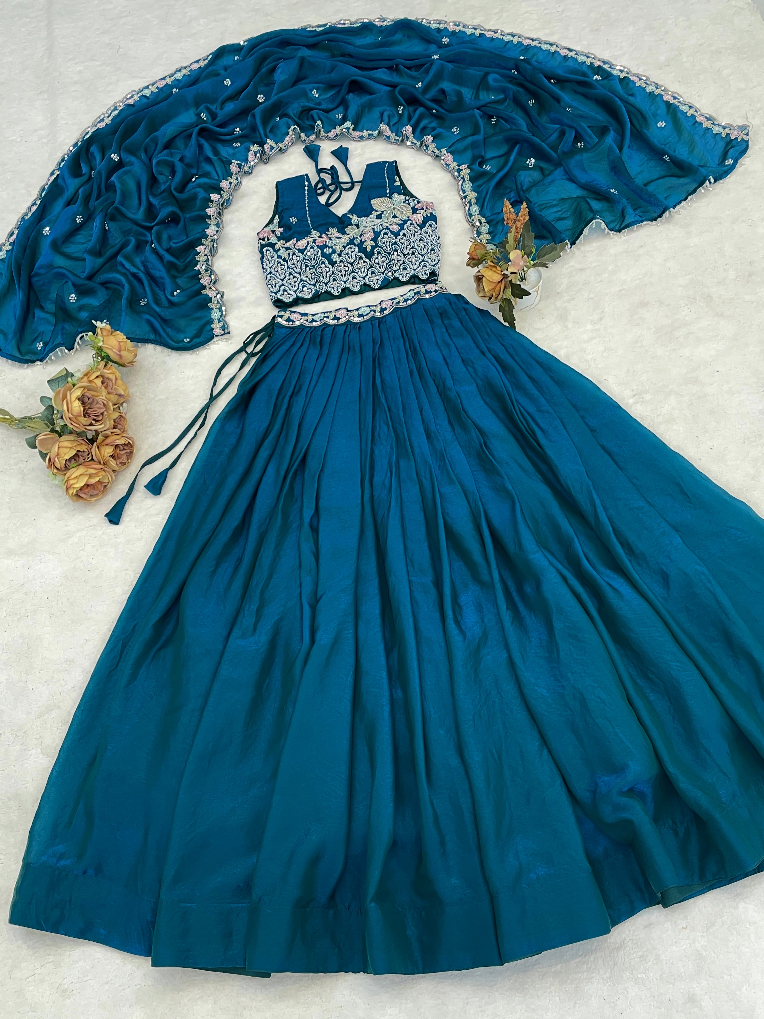 Fendy Silk  Beads Work Lehenga Choli Set