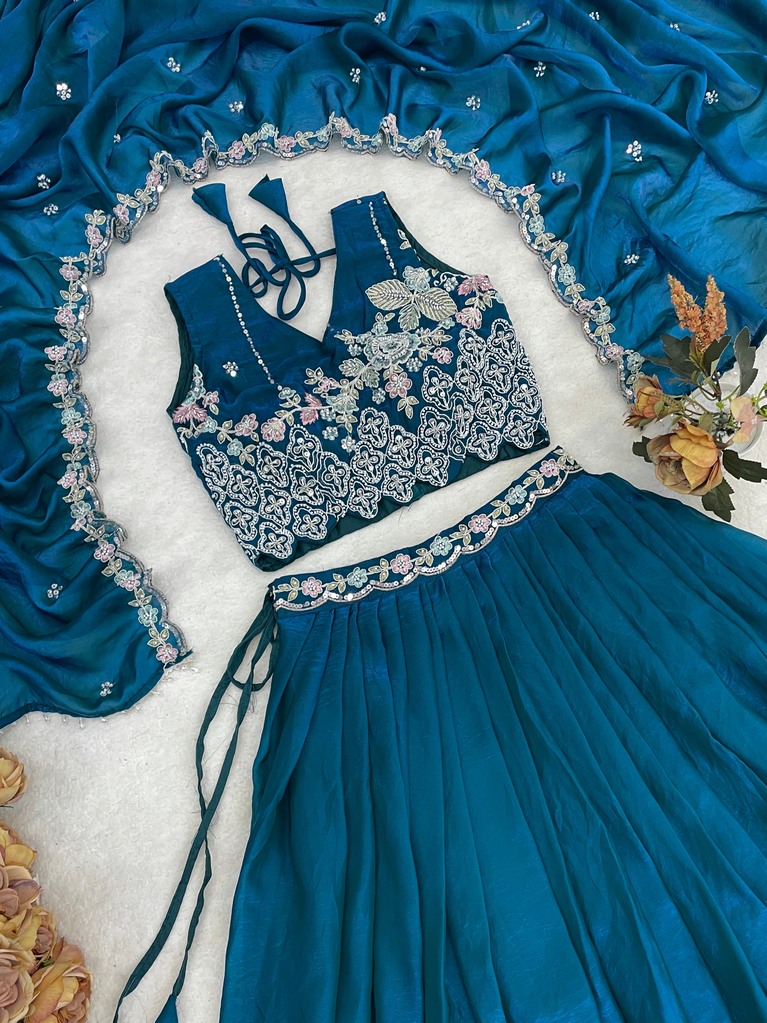 Fendy Silk  Beads Work Lehenga Choli Set