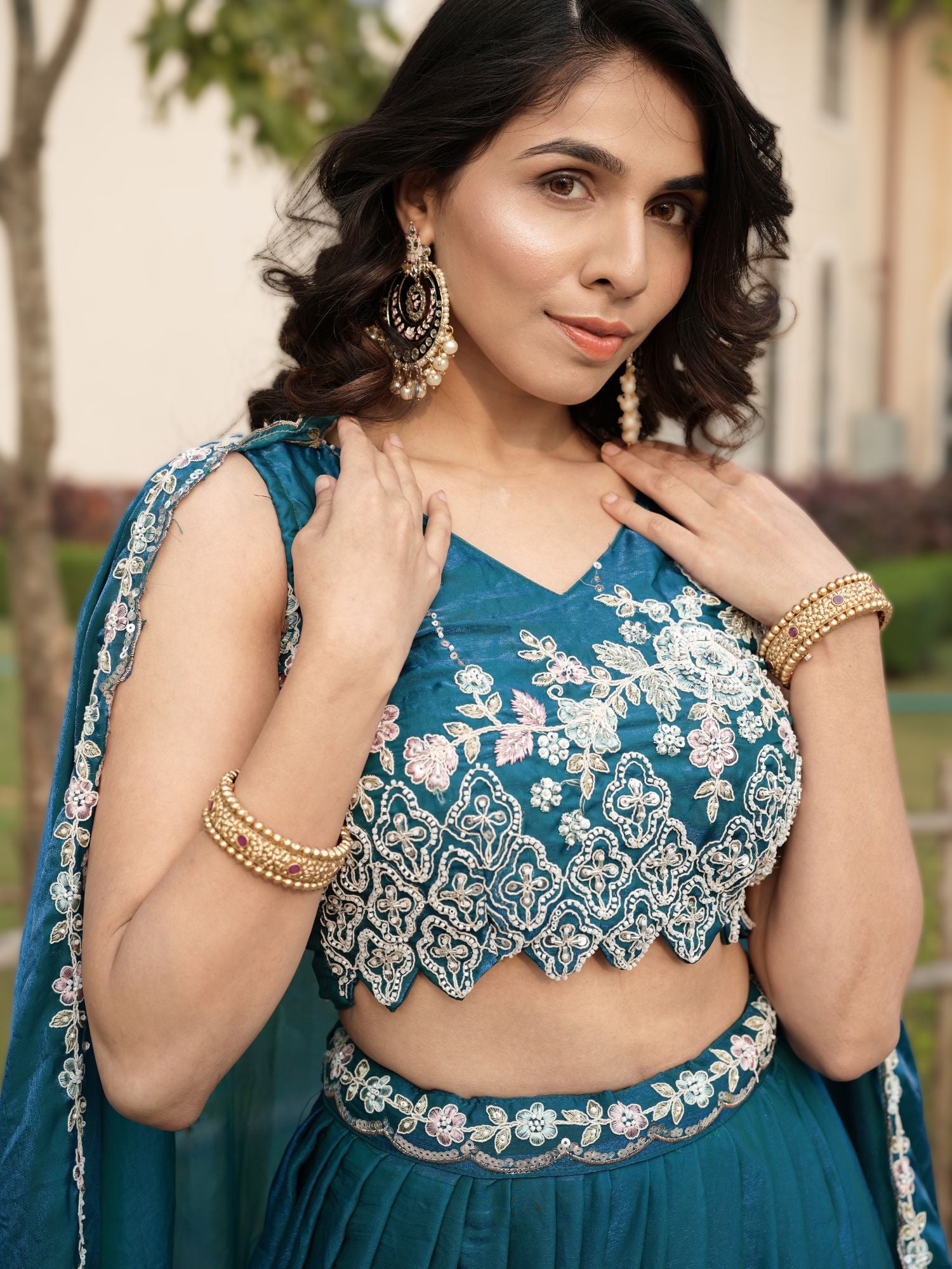 Fendy Silk  Beads Work Lehenga Choli Set