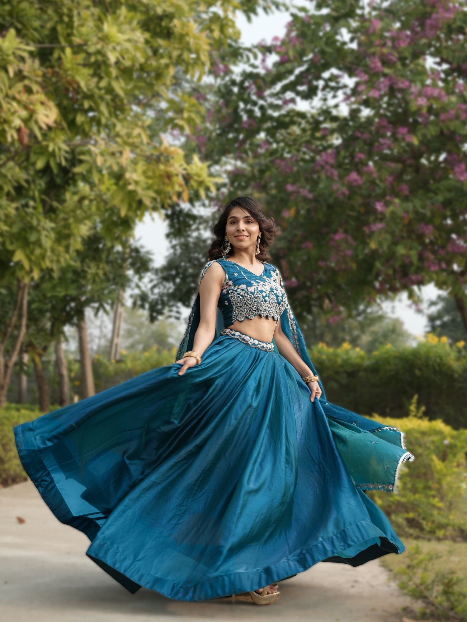 Fendy Silk  Beads Work Lehenga Choli Set