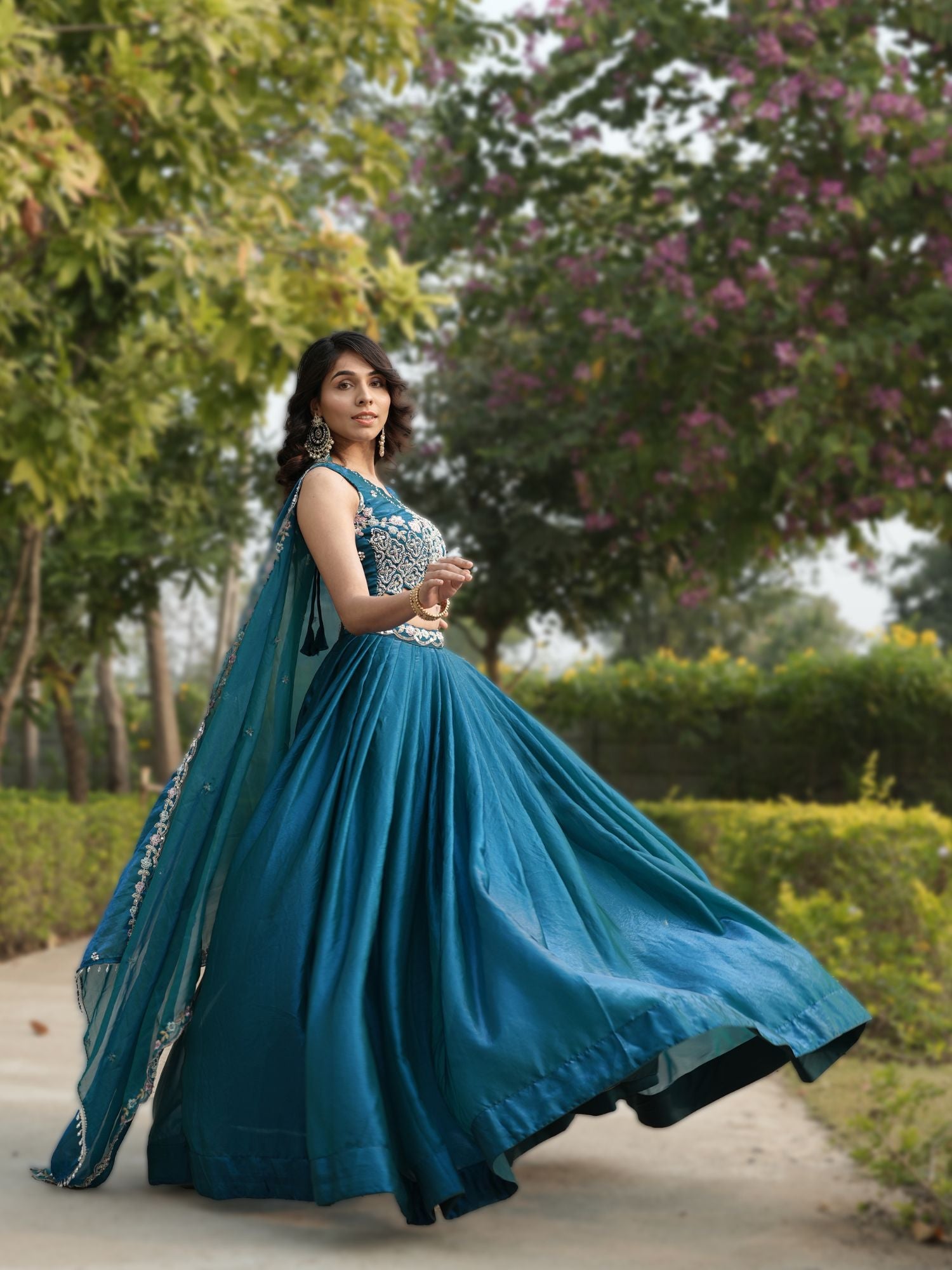 Fendy Silk  Beads Work Lehenga Choli Set