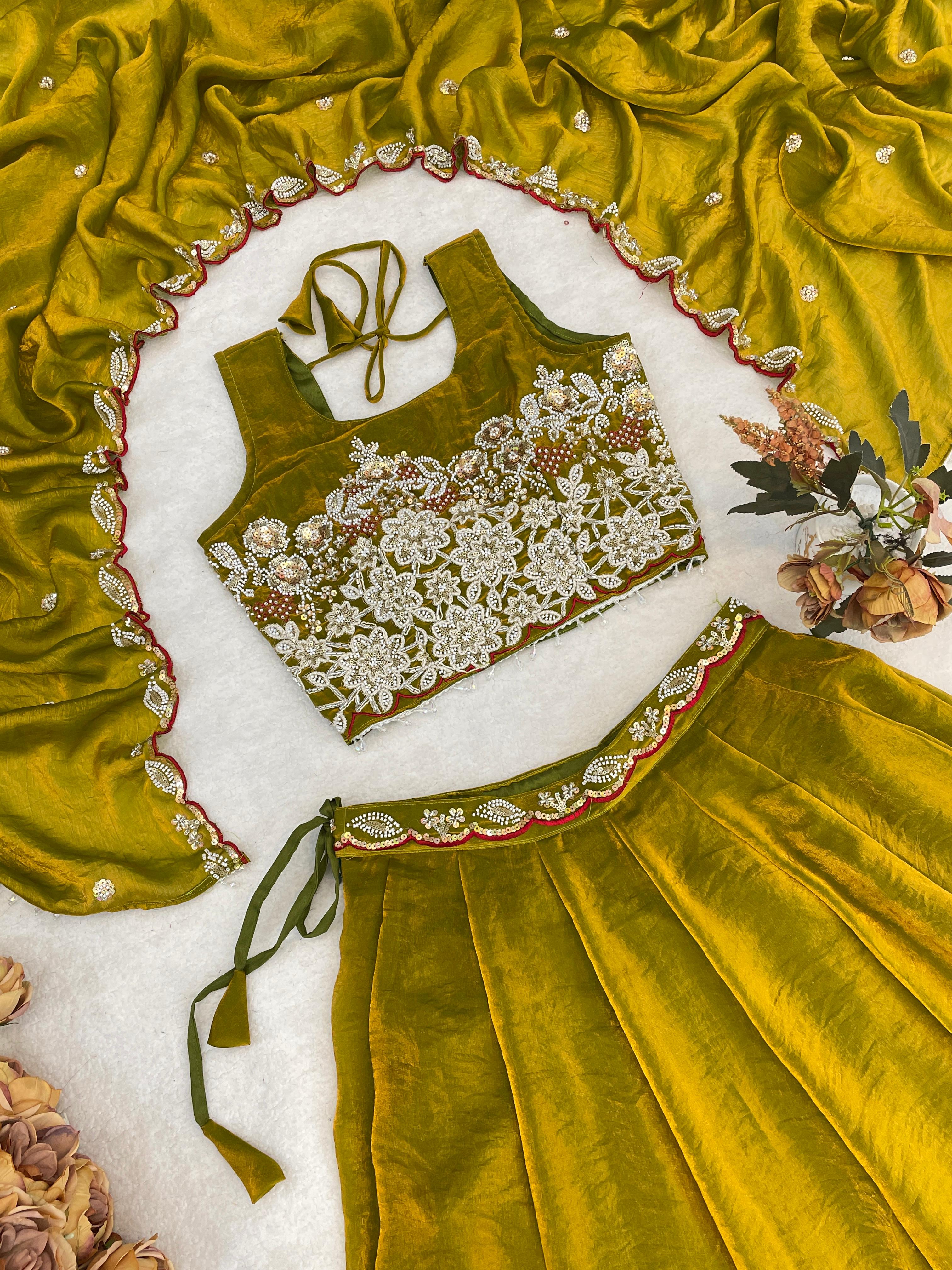 Fendy Silk  Beads Work Lehenga Choli Set